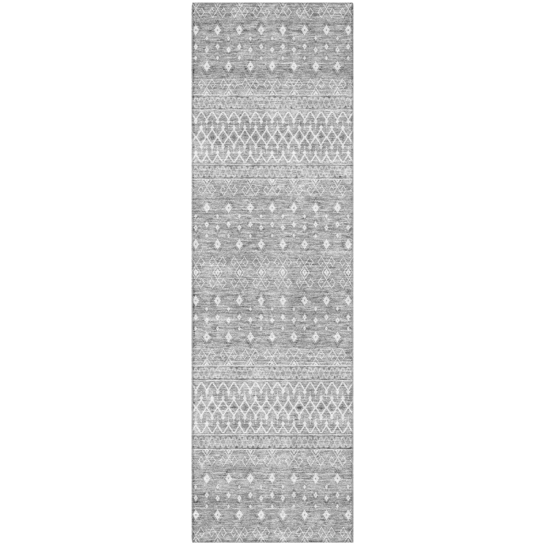 Oaxaca Machine Washable Transitional Silver Gray Rug 2'3" x 7'6" #shape_Runner
