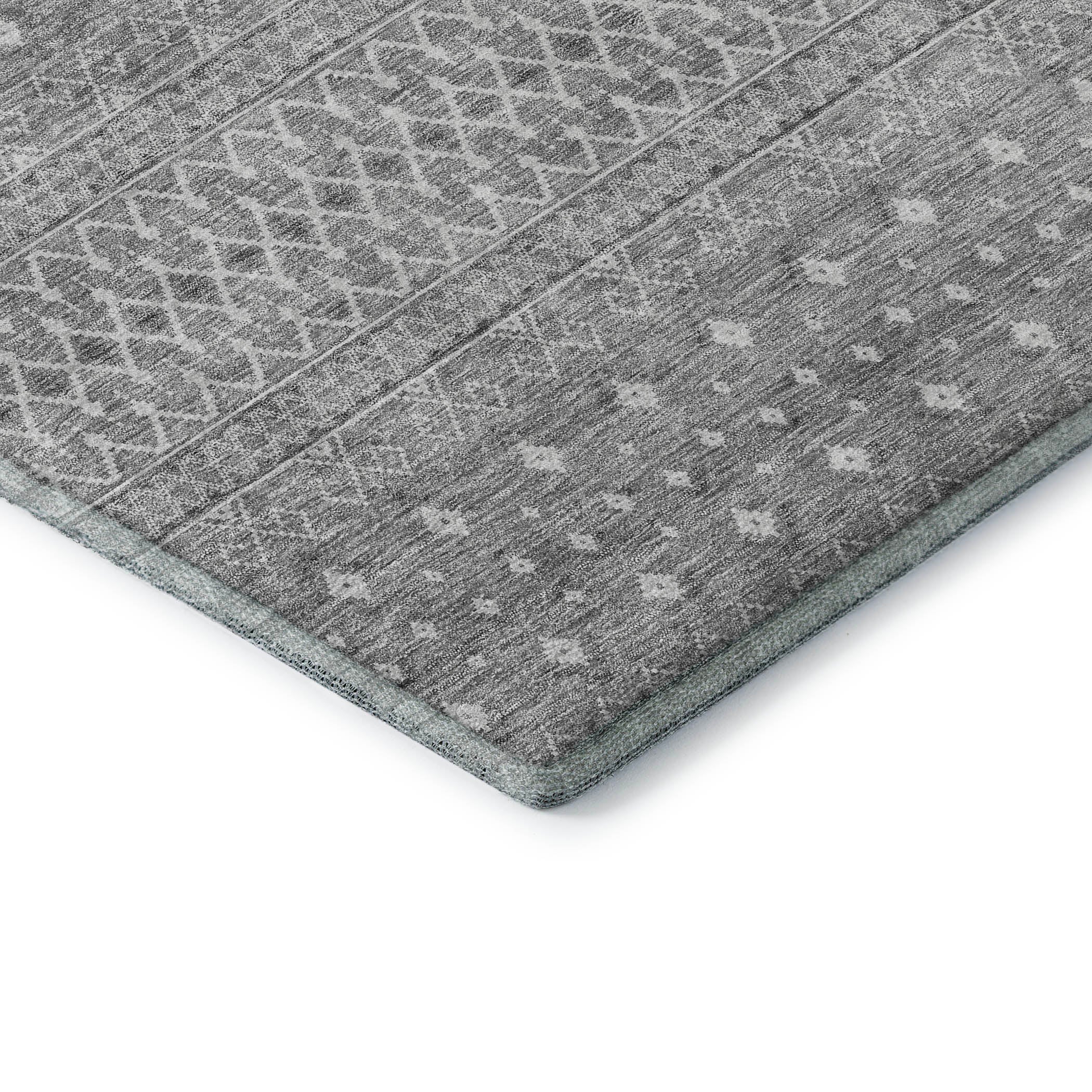Oaxaca Machine Washable Transitional Silver Gray Rug 1'8" x 2'6" #shape_Rectangle