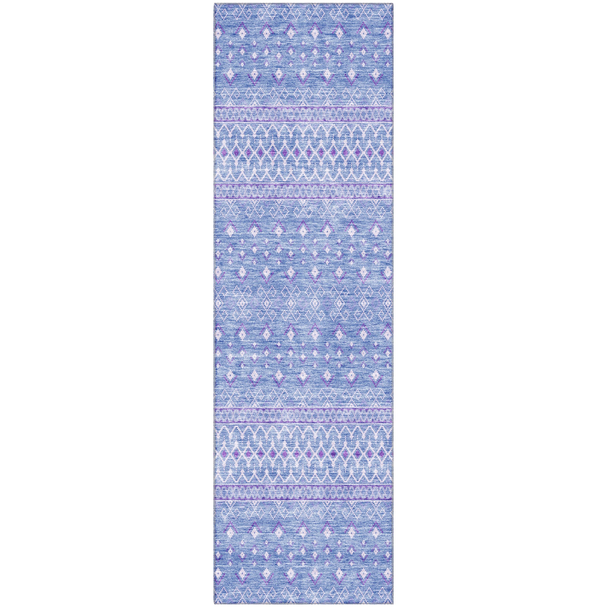 Oaxaca Machine Washable Transitional Sky Blue Rug 2'3" x 7'6" #shape_Runner