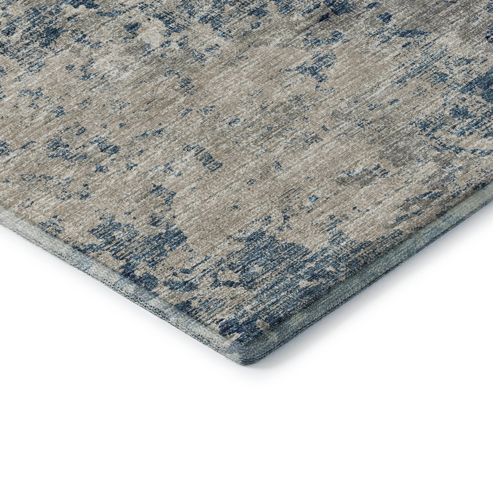 Mdina Machine Washable Transitional Blue Navy Rug 1'8" x 2'6" #shape_Rectangle