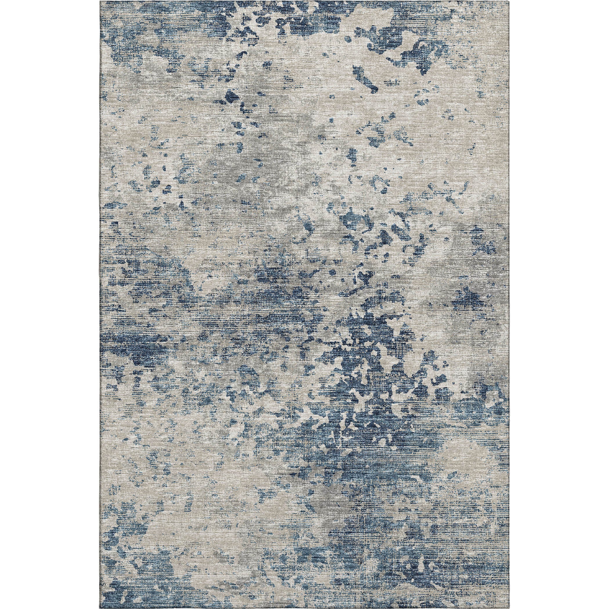 Mdina Machine Washable Transitional Blue Navy Rug 2'6" x 3'10" #shape_Rectangle
