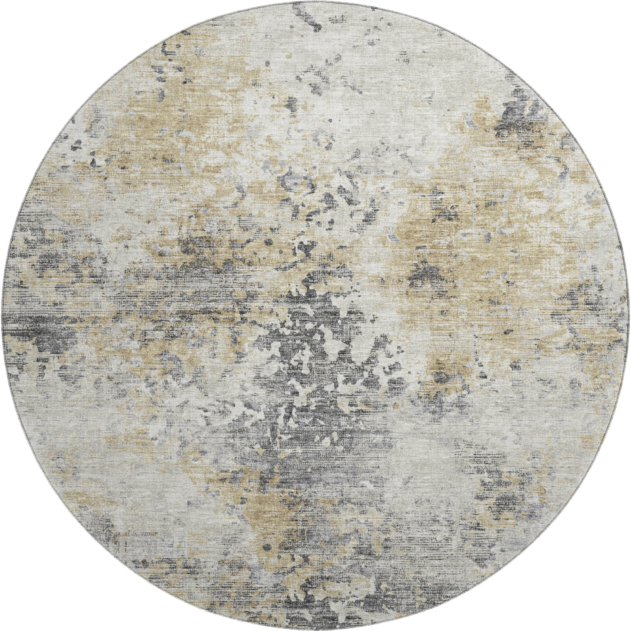Mdina Machine Washable Transitional Moody Beige Rug 8' x 8' #shape_Round