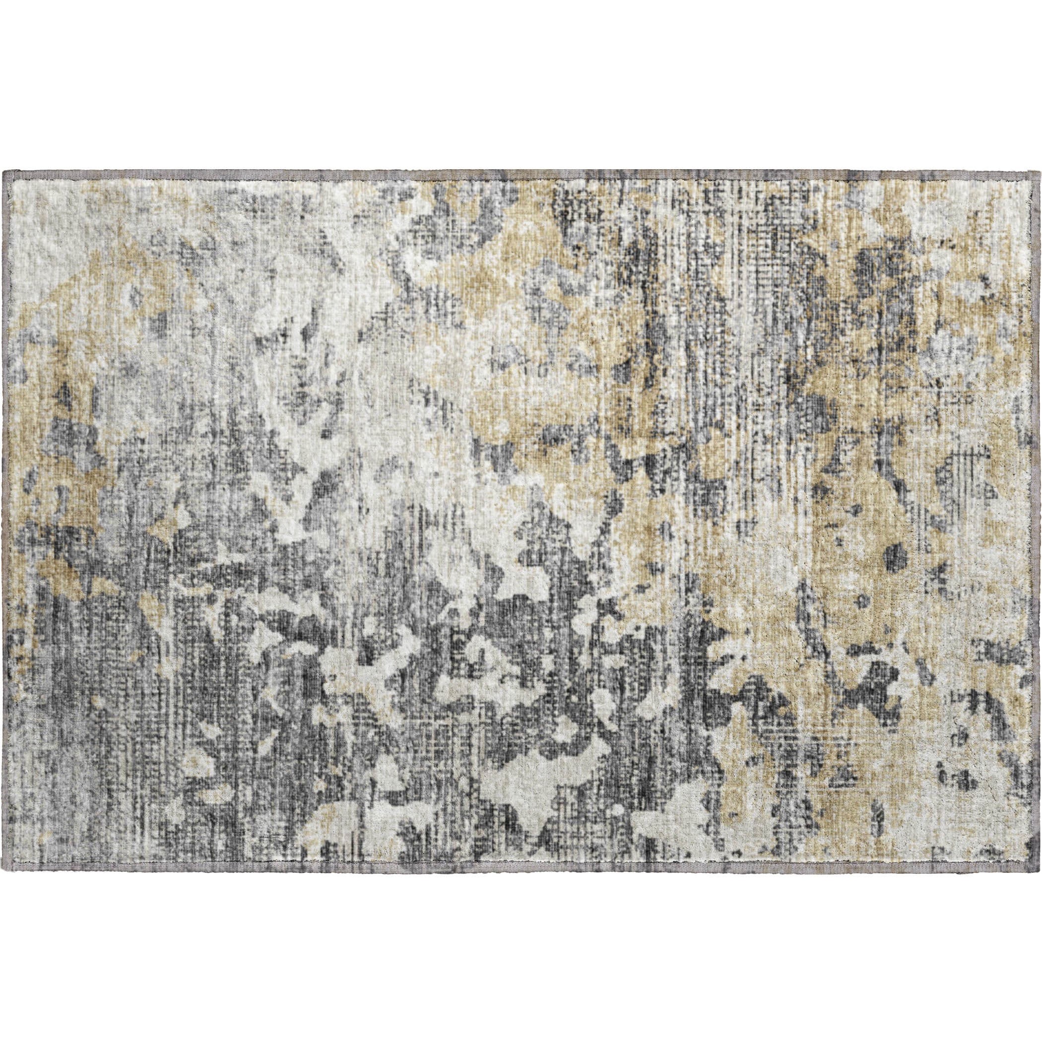 Mdina Machine Washable Transitional Moody Beige Rug 1'8" x 2'6" #shape_Rectangle