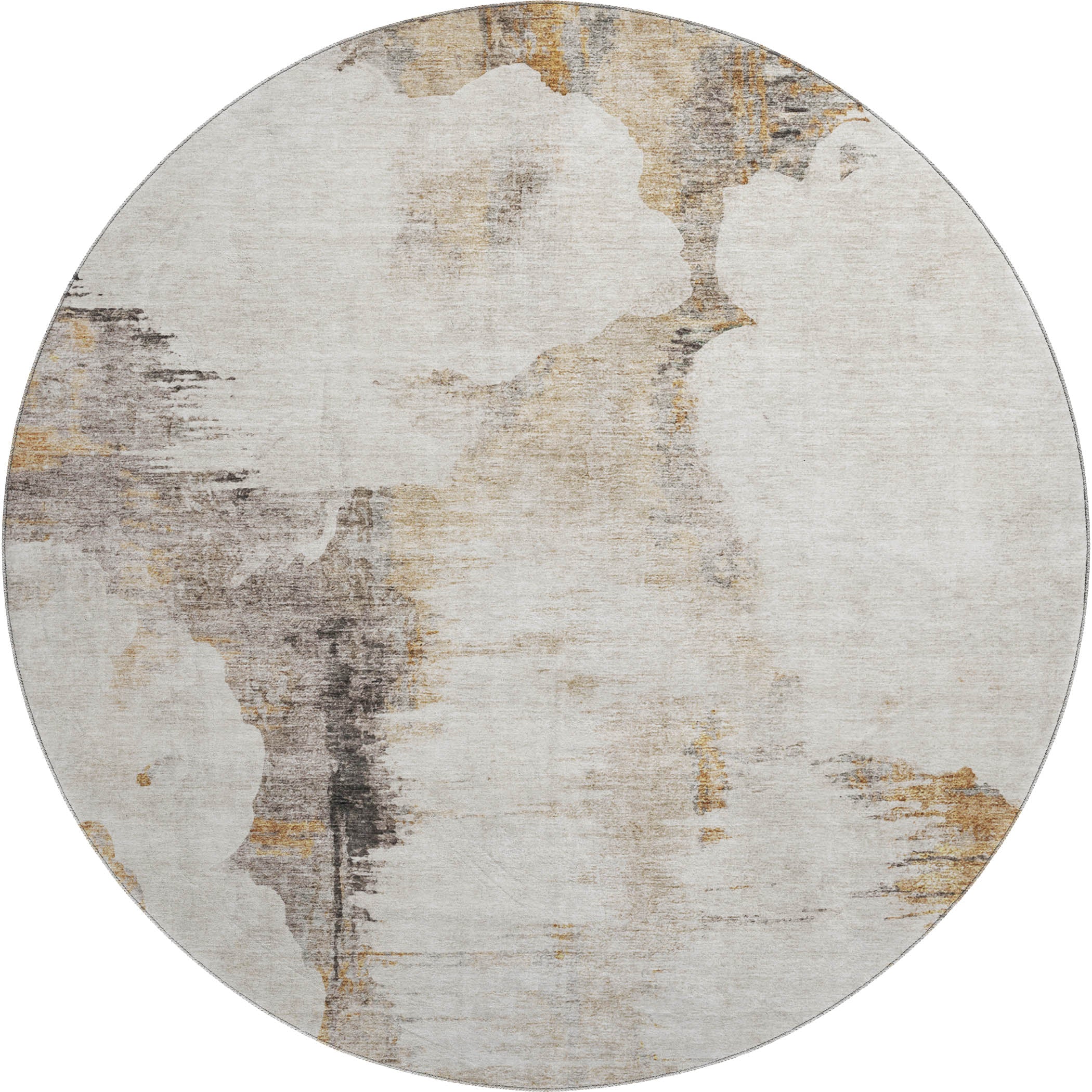 Sintra Machine Washable Transitional Beige Brown Rug 8' x 8' #shape_Round