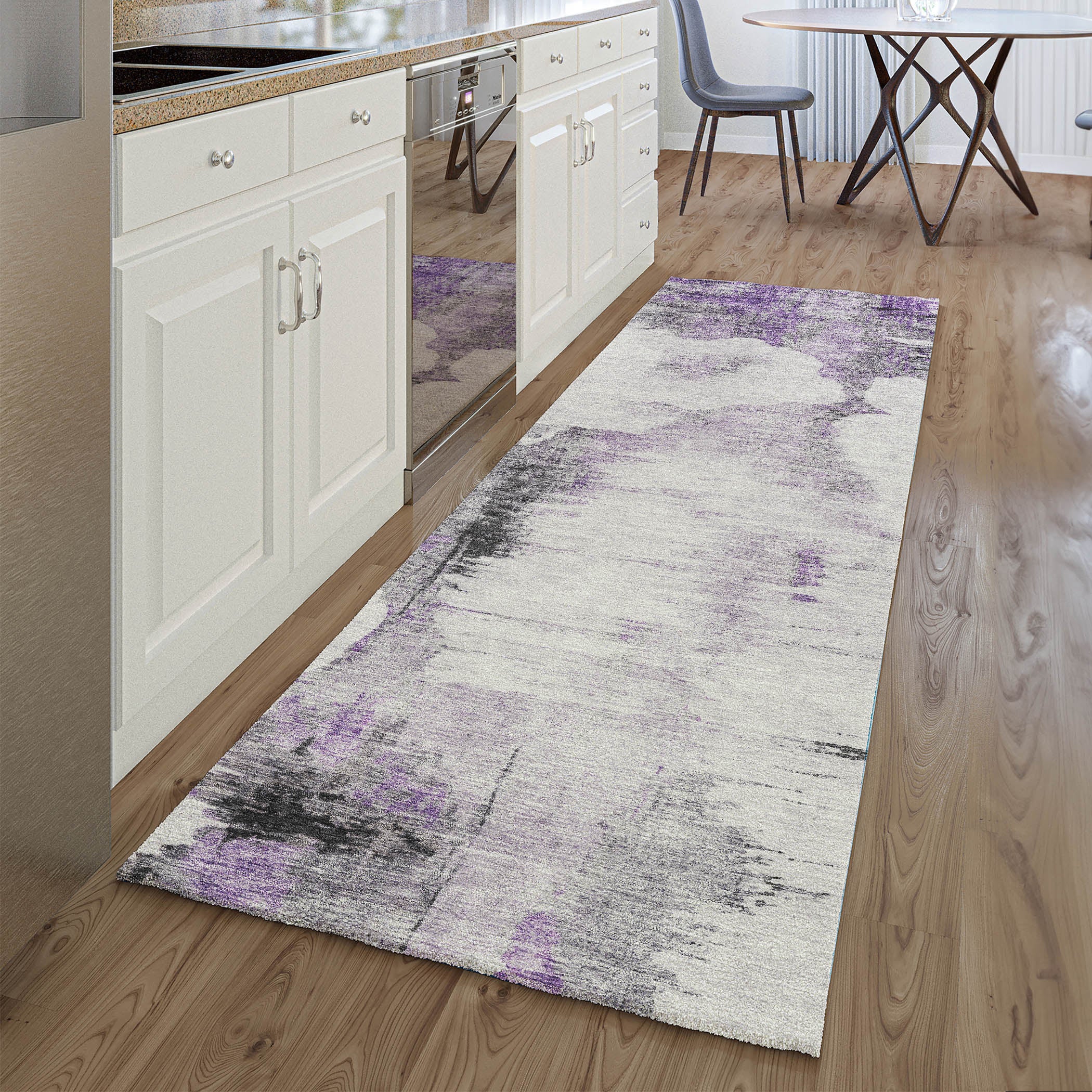 Sintra Machine Washable Transitional Purple Rug 2'3" x 7'6" #shape_Runner