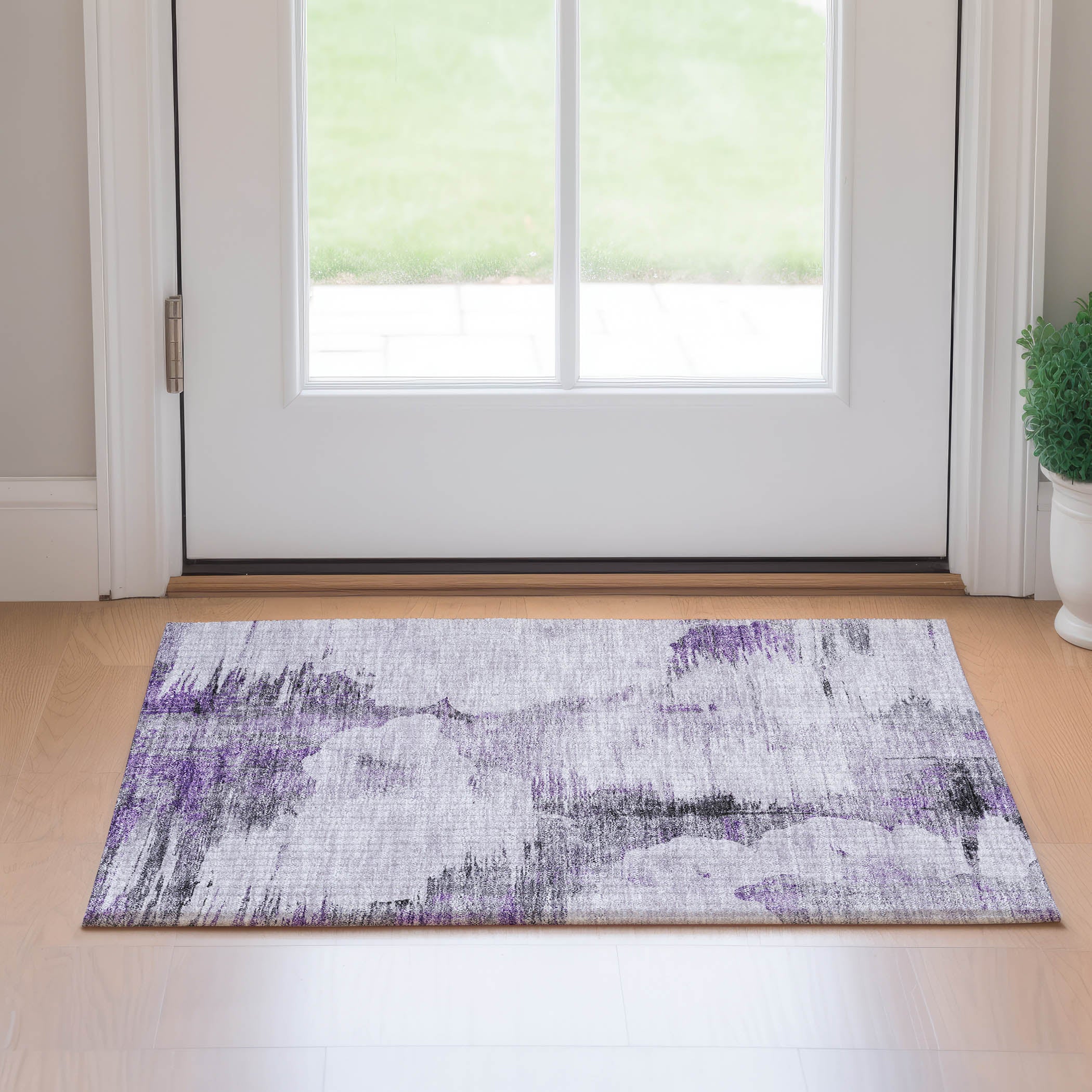 Sintra Machine Washable Transitional Purple Rug 1'8" x 2'6" #shape_Rectangle