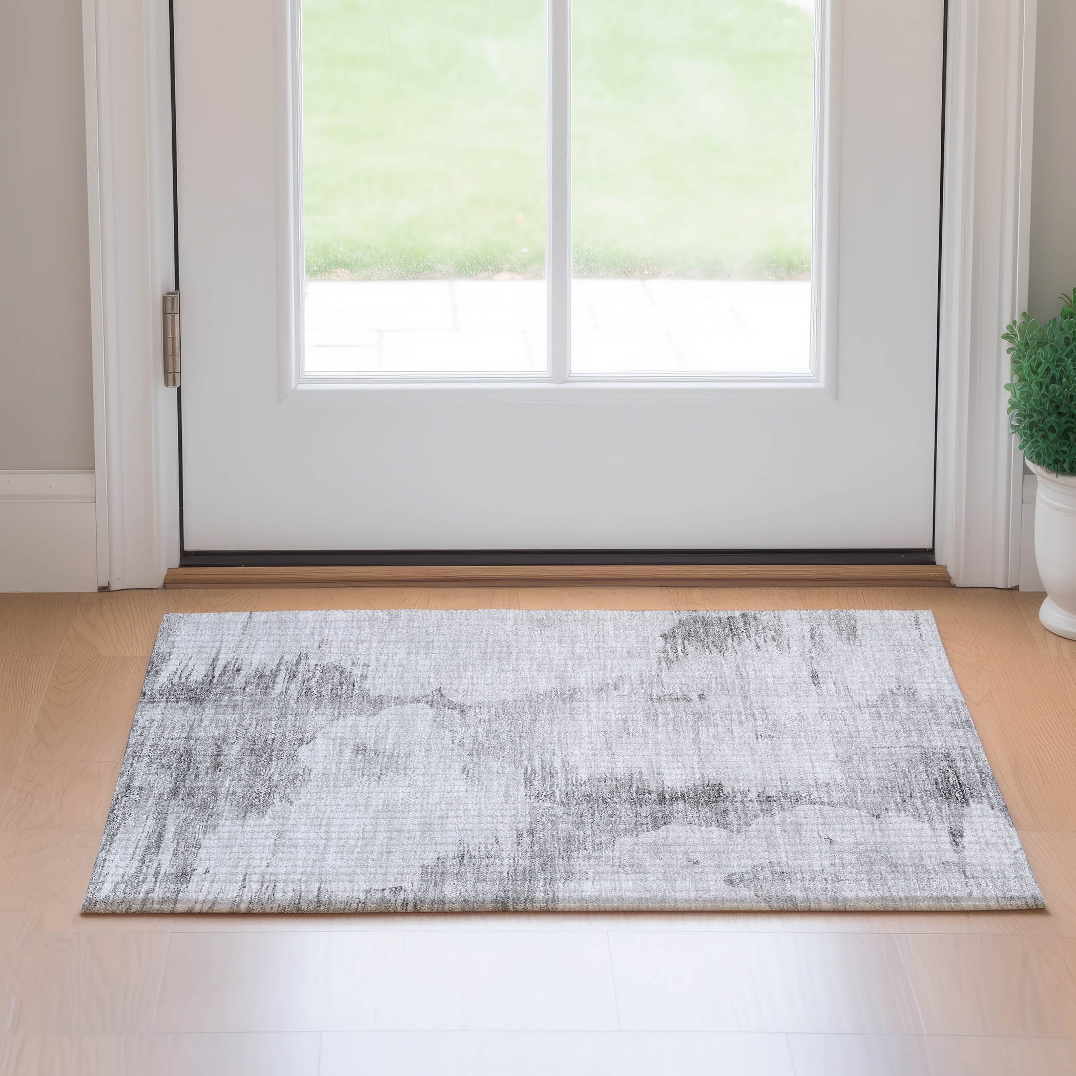 Sintra Machine Washable Transitional Silver Gray Rug 1'8" x 2'6" #shape_Rectangle