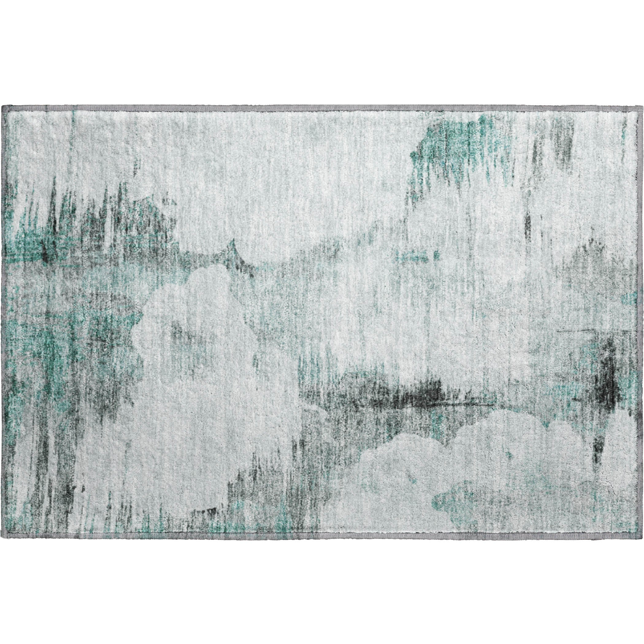 Sintra Machine Washable Transitional Teal Rug 1'8" x 2'6" #shape_Rectangle