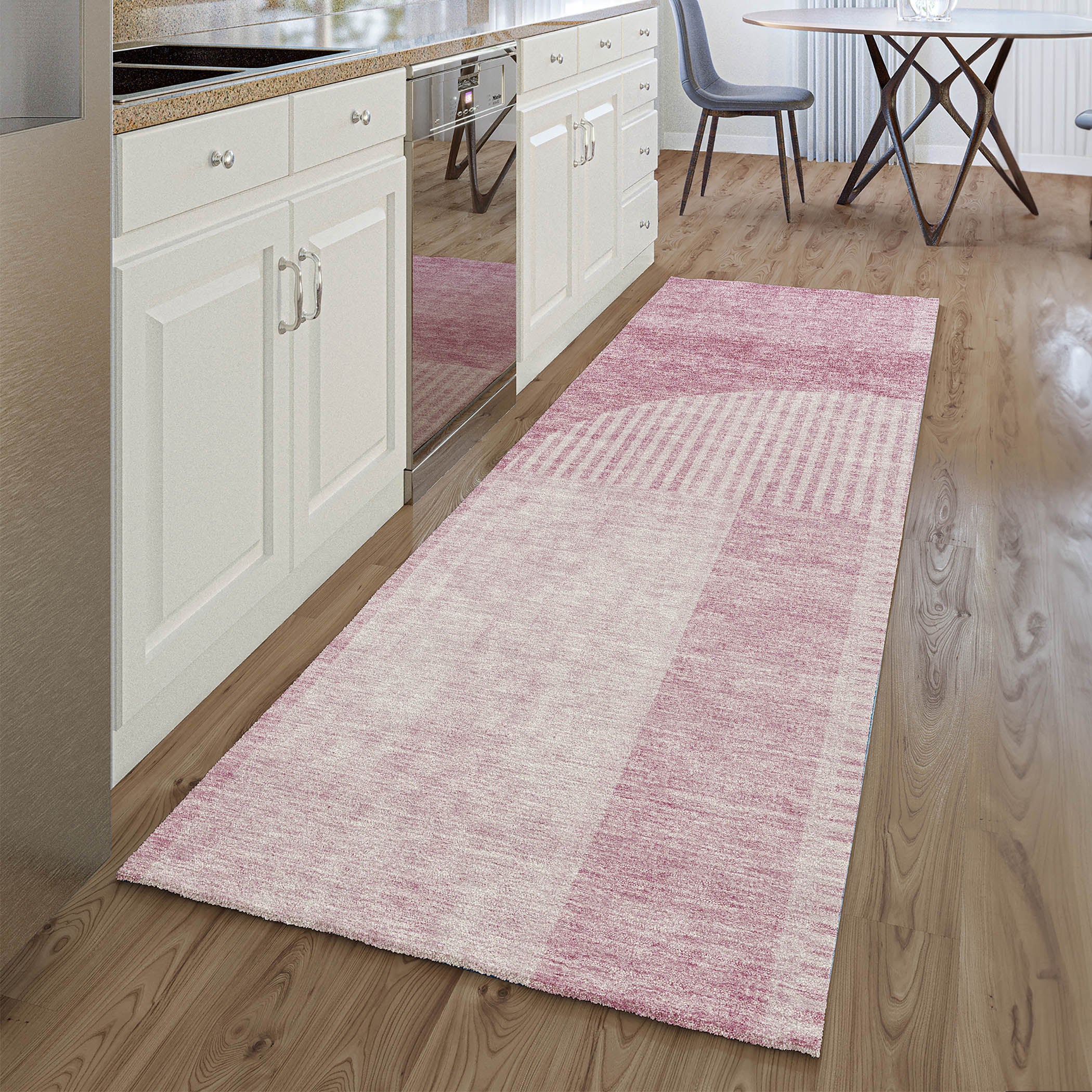Athens Machine Washable Transitional Blush Pink Rug 2'3" x 7'6" #shape_Runner