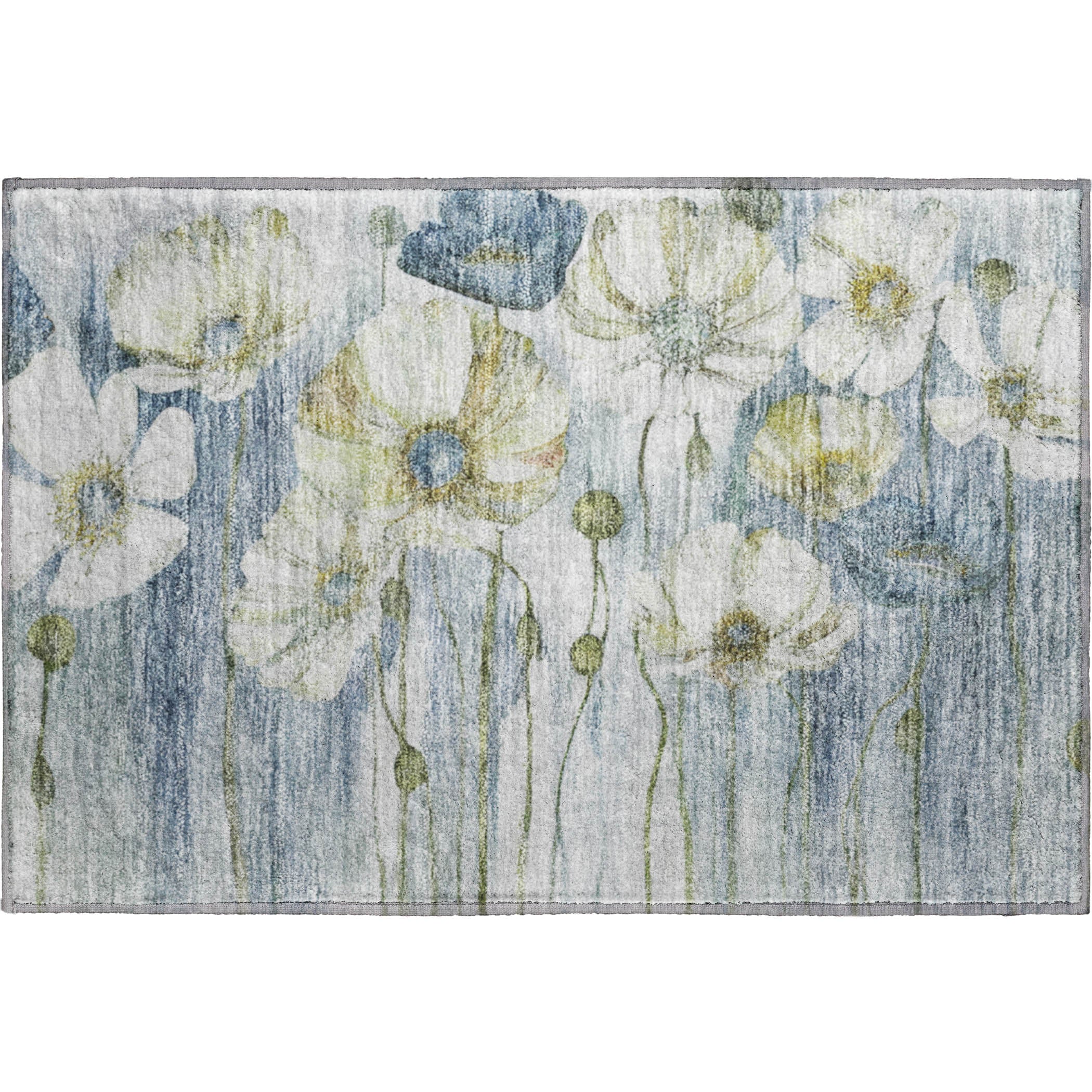 Split Machine Washable Transitional Blue Rug 1'8" x 2'6" #shape_Rectangle