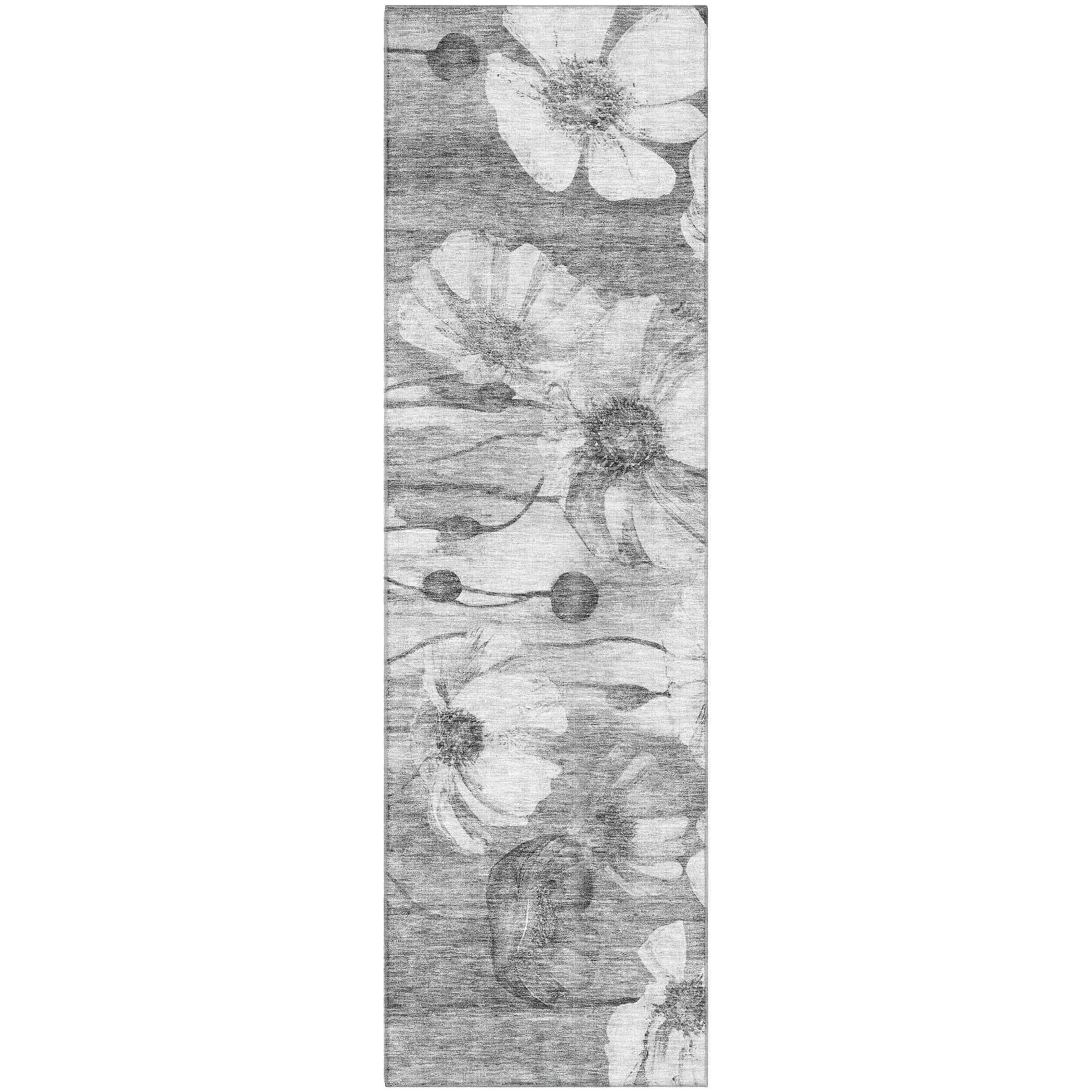 Split Machine Washable Transitional Gray Rug 2'3" x 7'6" #shape_Runner