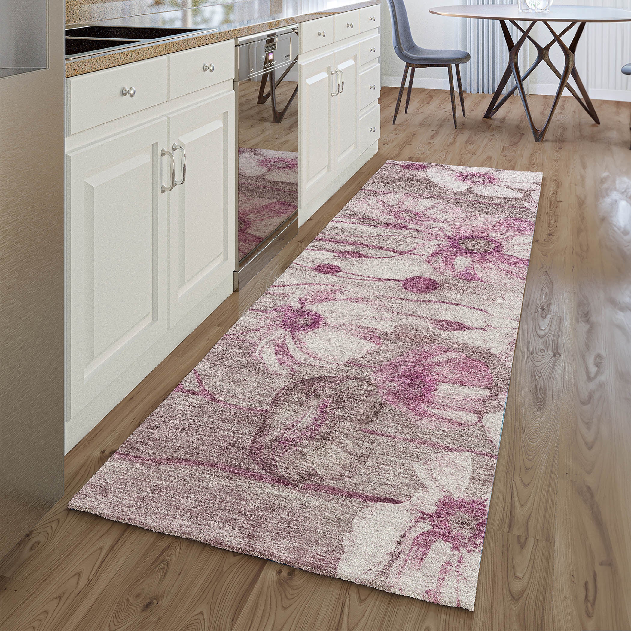 Split Machine Washable Transitional Plum Purple Rug 2'3" x 7'6" #shape_Runner