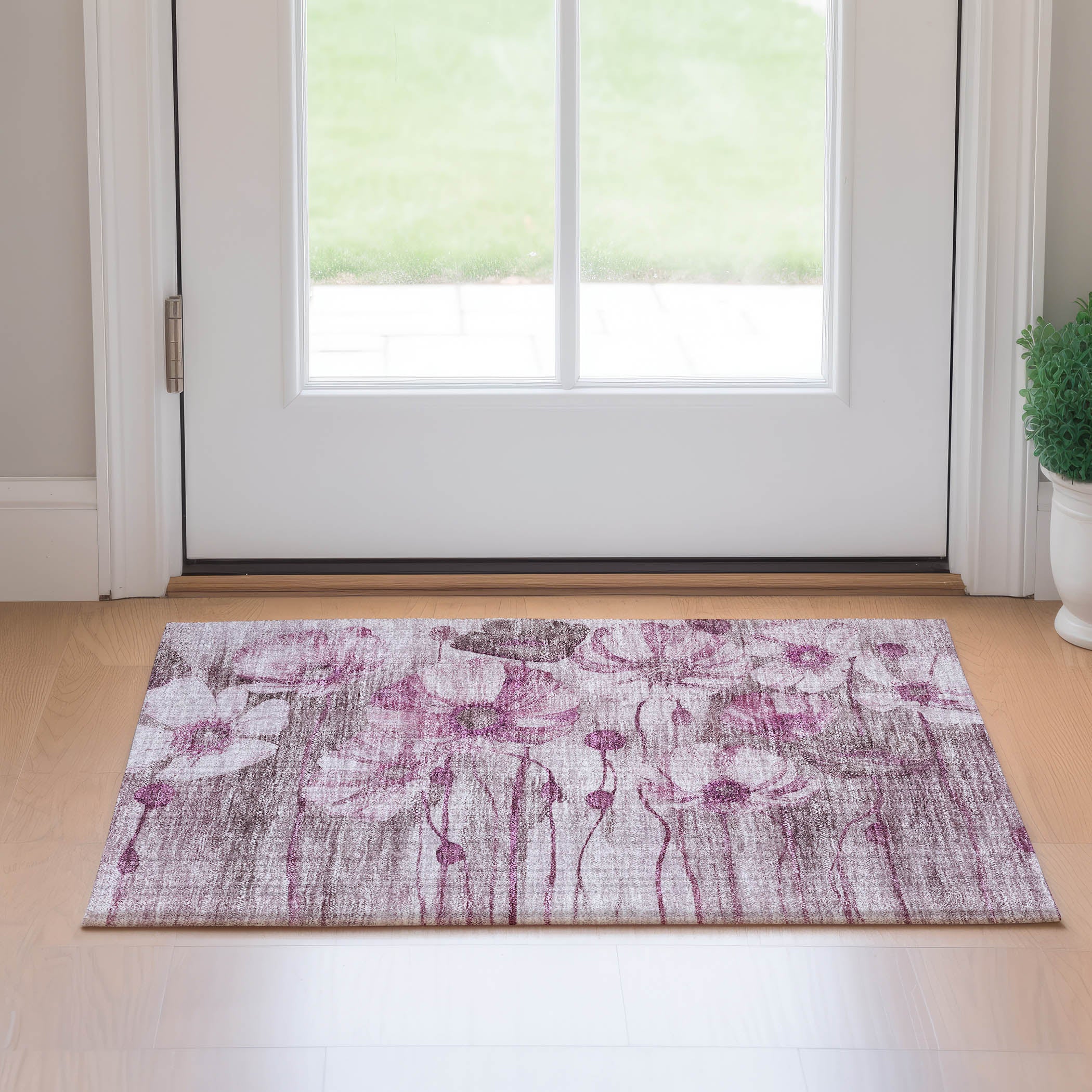 Split Machine Washable Transitional Plum Purple Rug 1'8" x 2'6" #shape_Rectangle