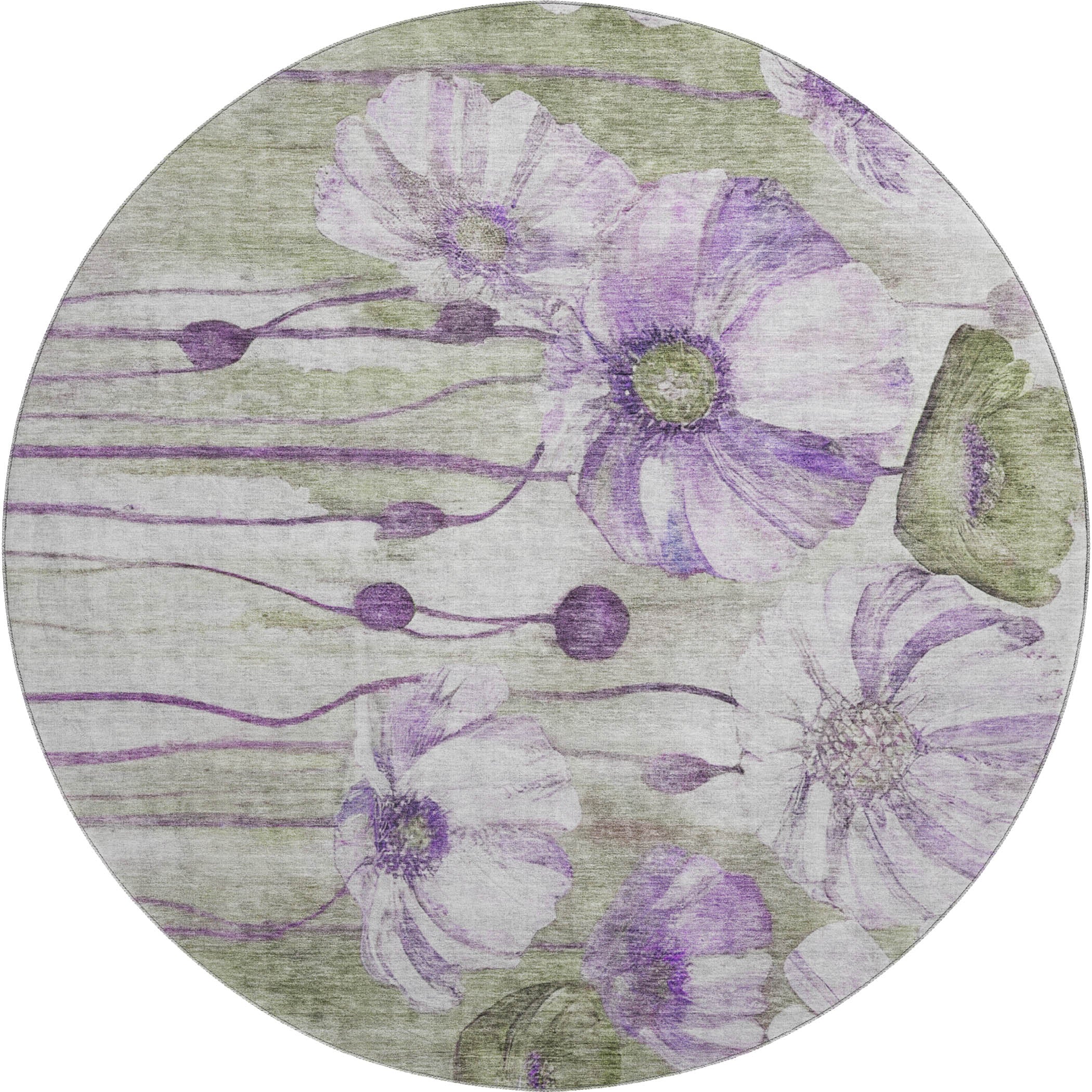 Split Machine Washable Transitional Purple Rug 8' x 8' #shape_Round