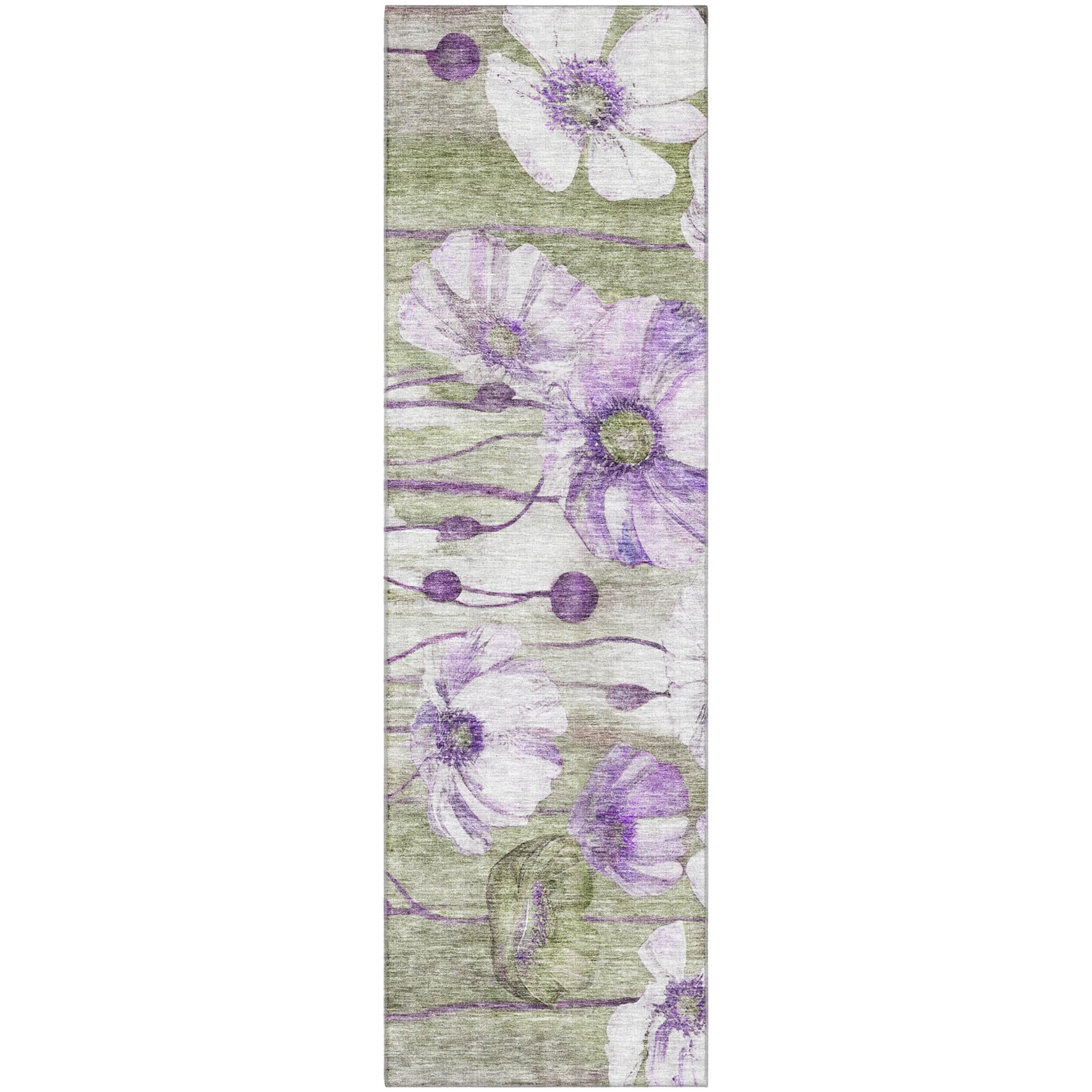 Split Machine Washable Transitional Purple Rug 2'3" x 7'6" #shape_Runner