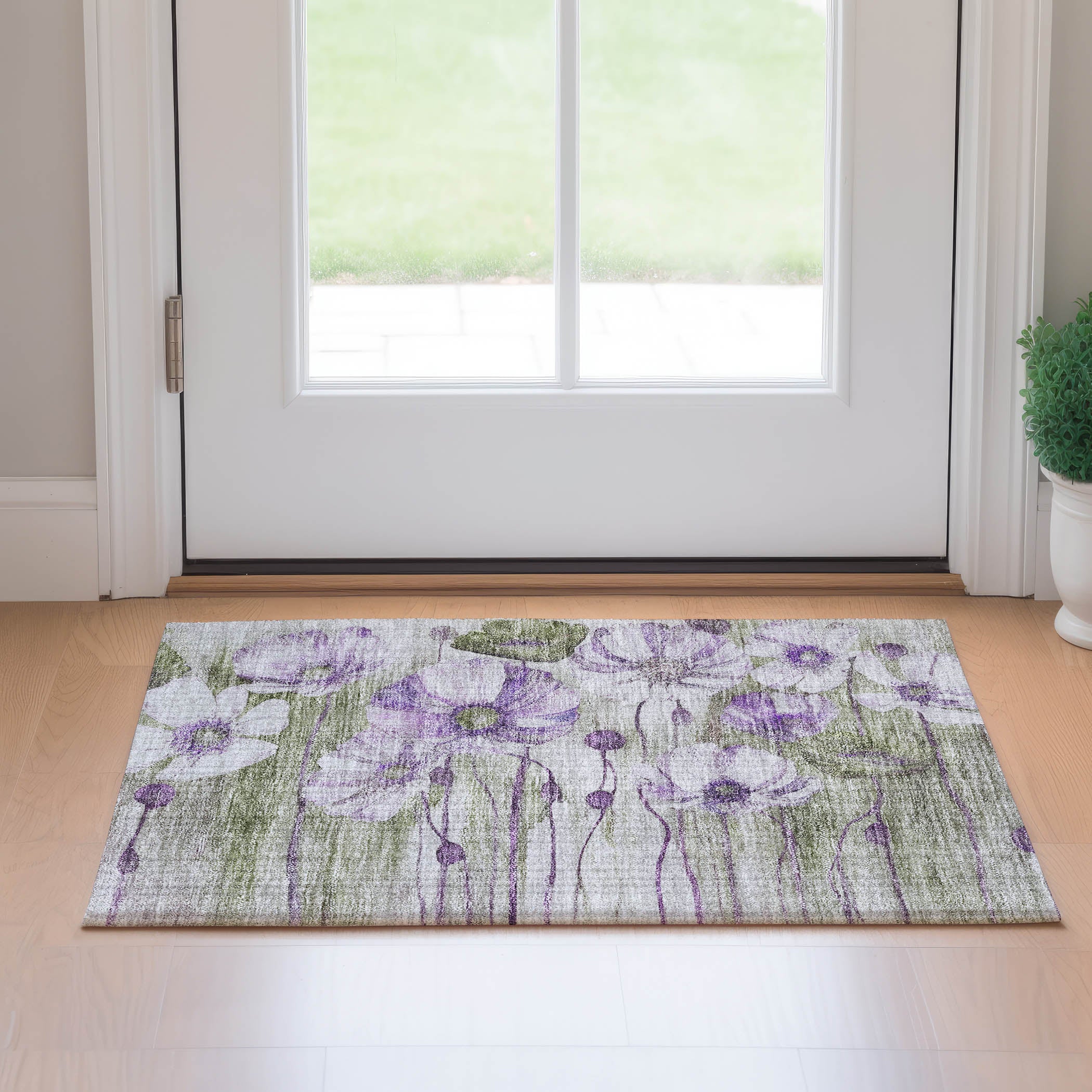 Split Machine Washable Transitional Purple Rug 1'8" x 2'6" #shape_Rectangle