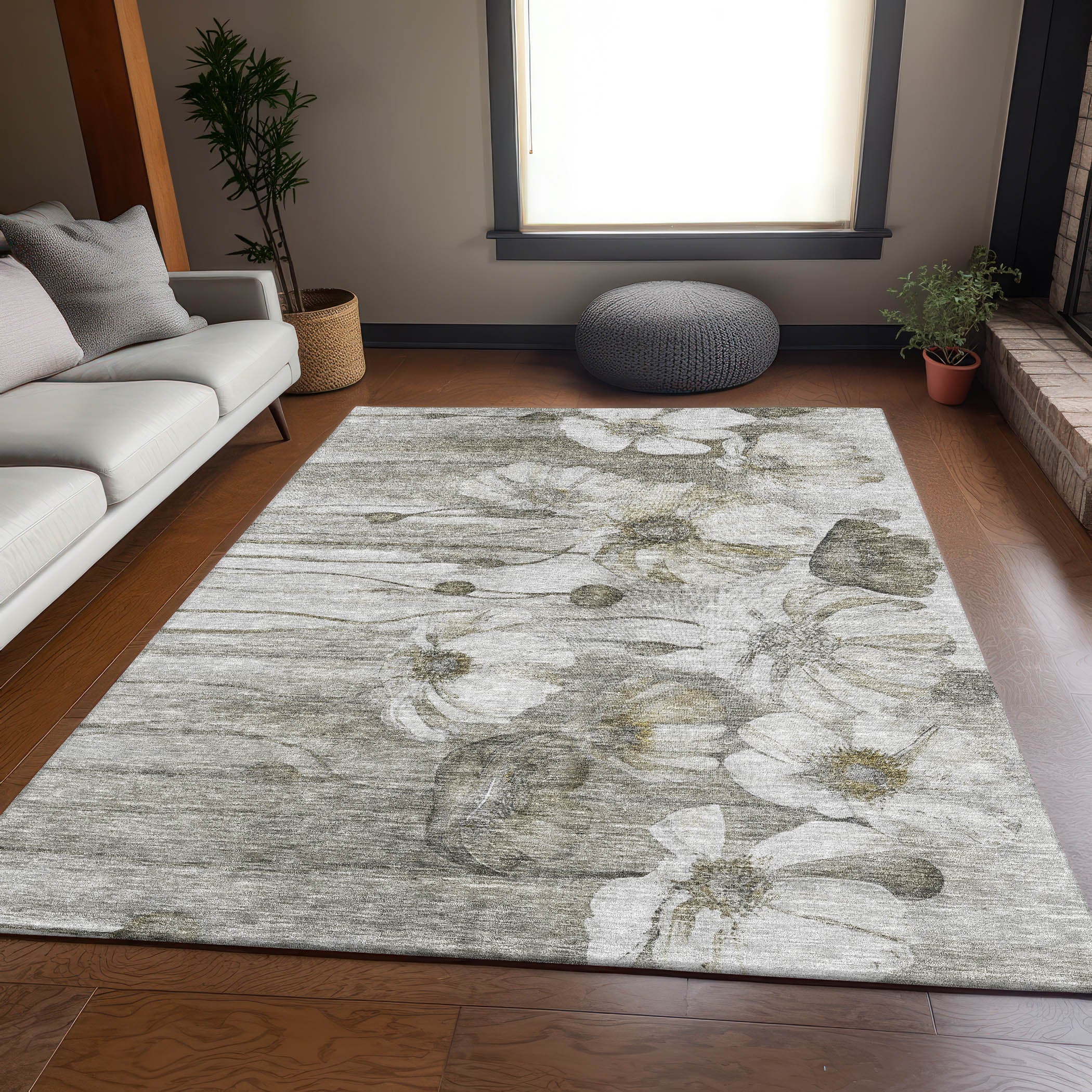 Split Machine Washable Transitional Taupe Brown Rug 2'6" x 3'10" #shape_Rectangle