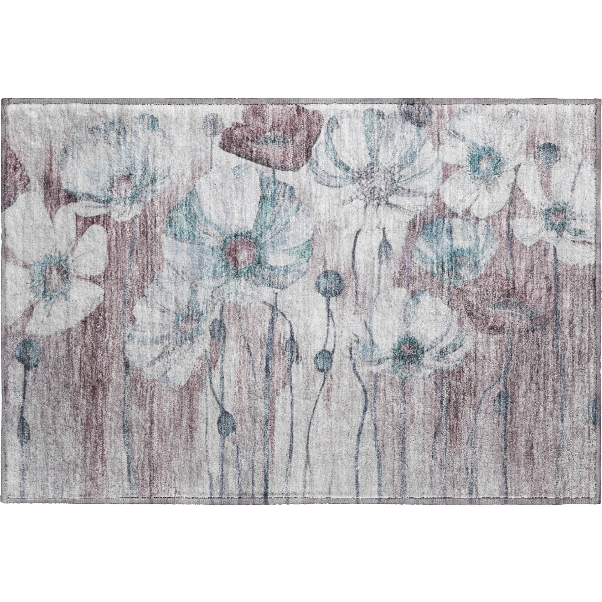 Split Machine Washable Transitional Teal Rug 1'8" x 2'6" #shape_Rectangle