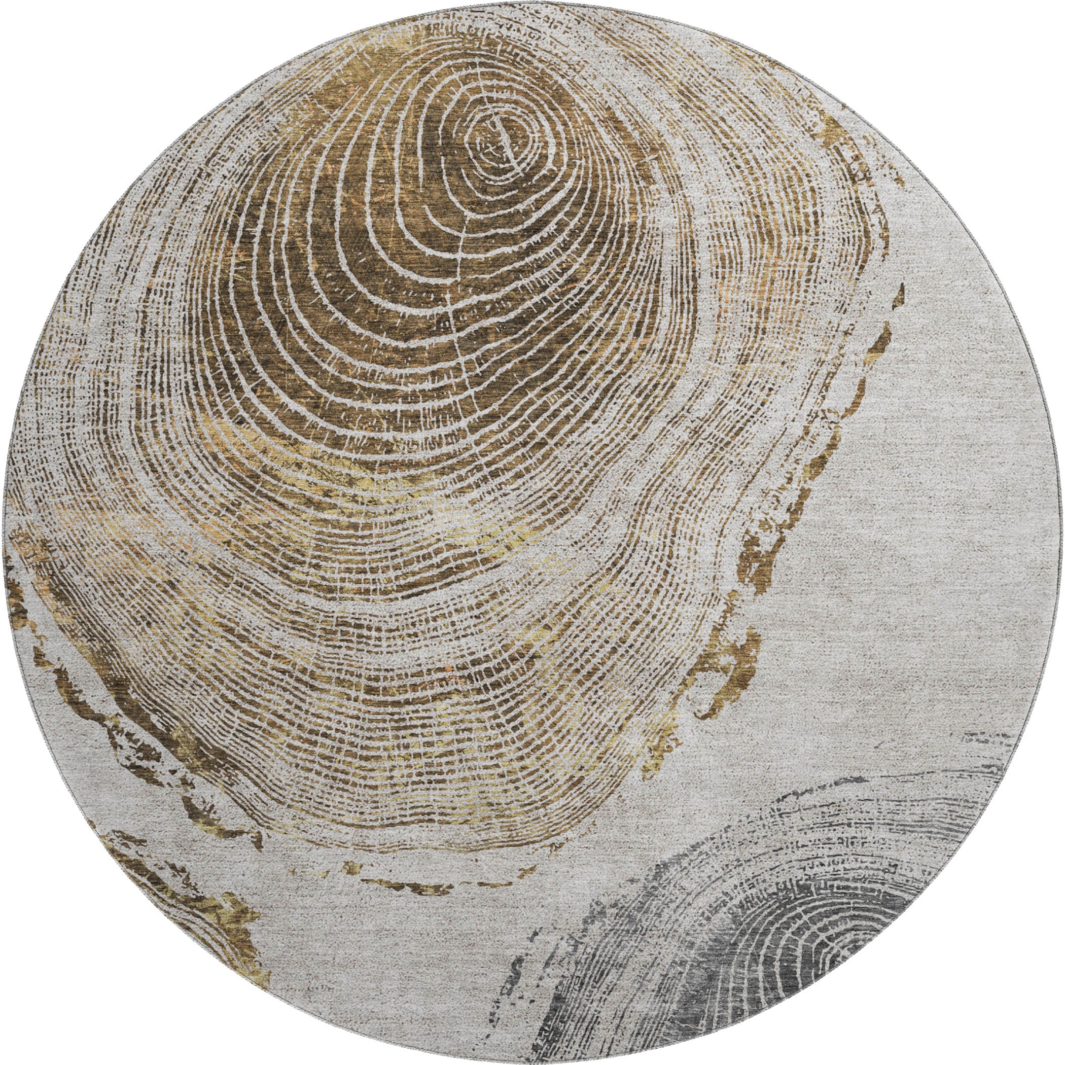 Seville Machine Washable Transitional Taupe Brown Rug 8' x 8' #shape_Round