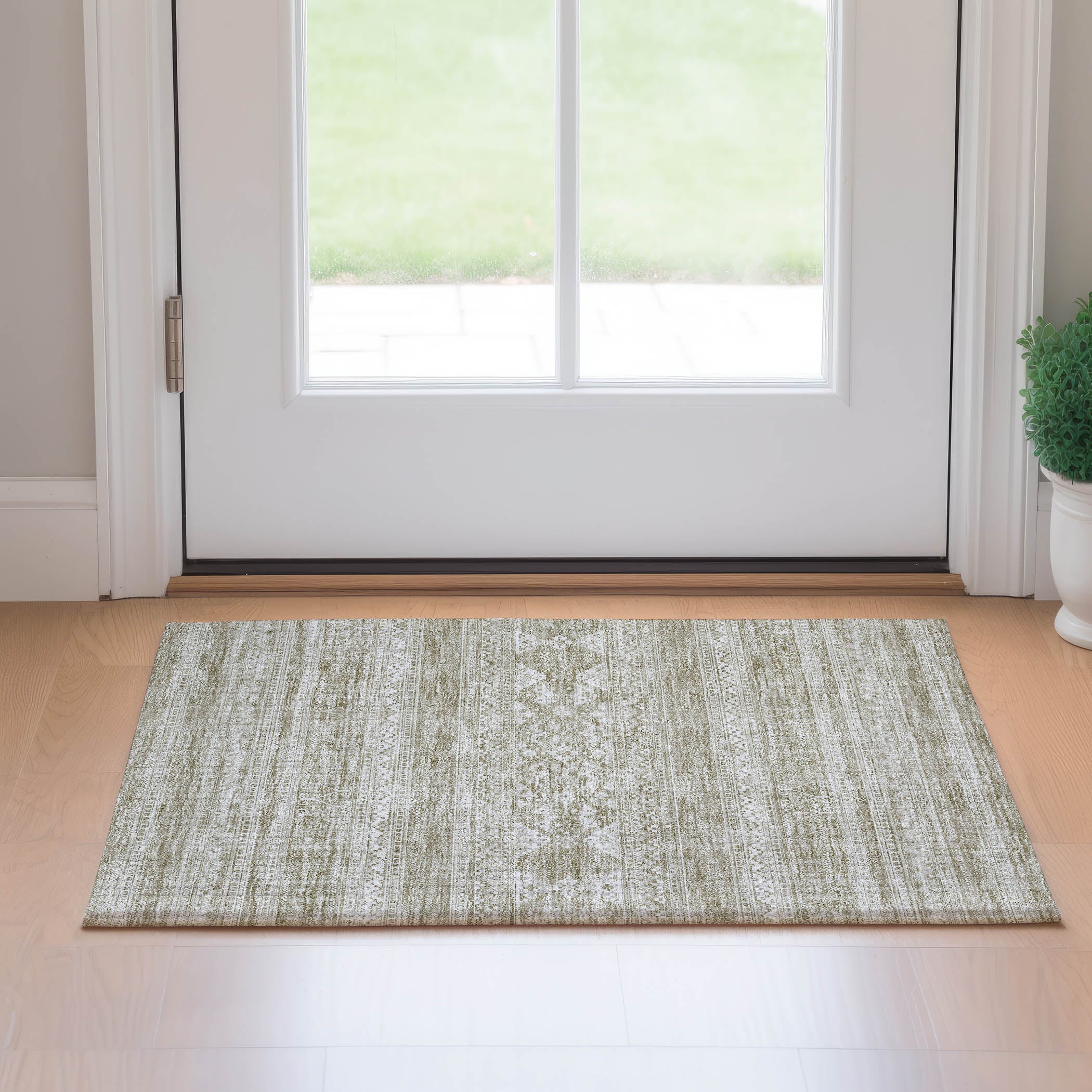 Cartagena Machine Washable Transitional Khaki Brown Rug 1'8" x 2'6" #shape_Rectangle