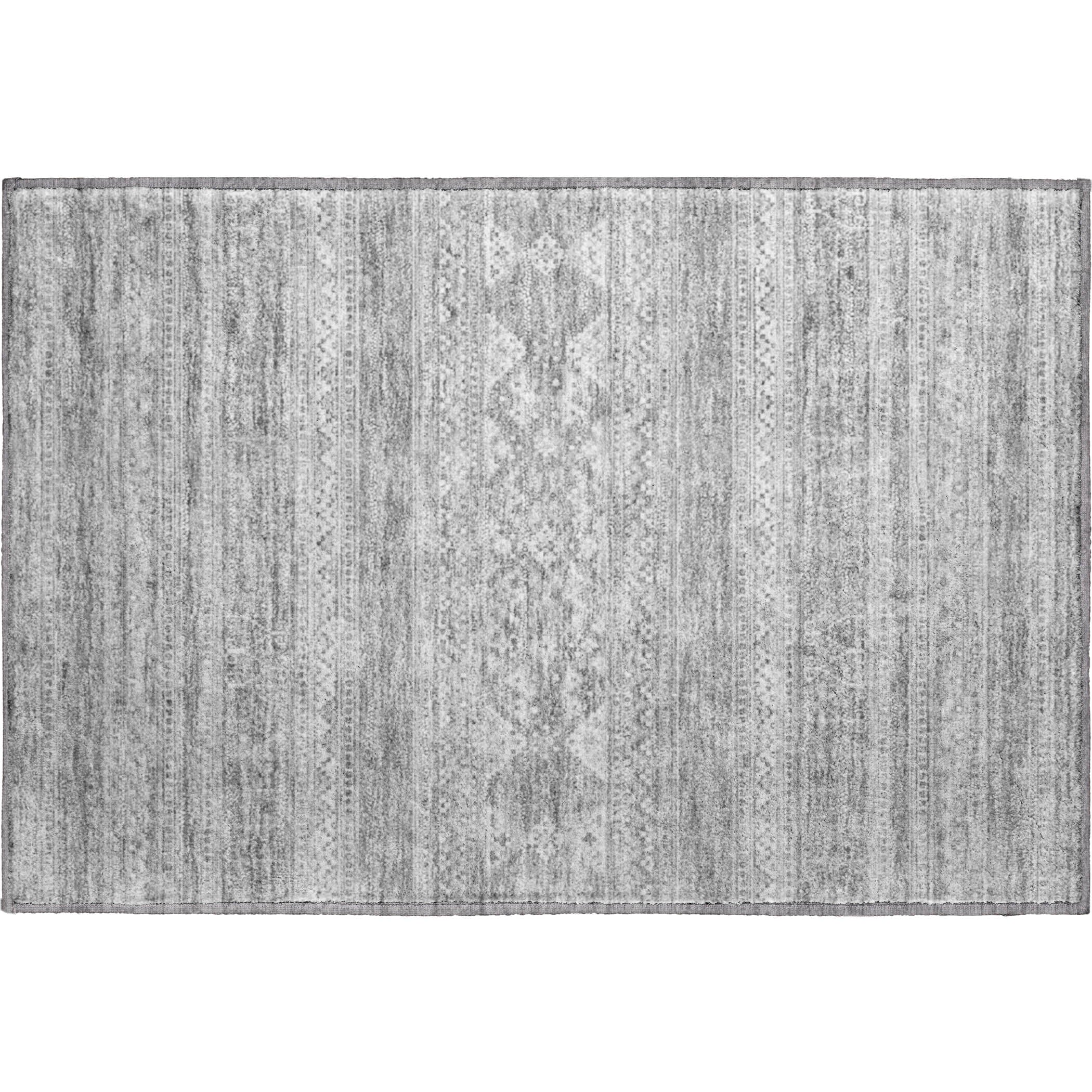 Cartagena Machine Washable Transitional Silver Gray Rug 1'8" x 2'6" #shape_Rectangle