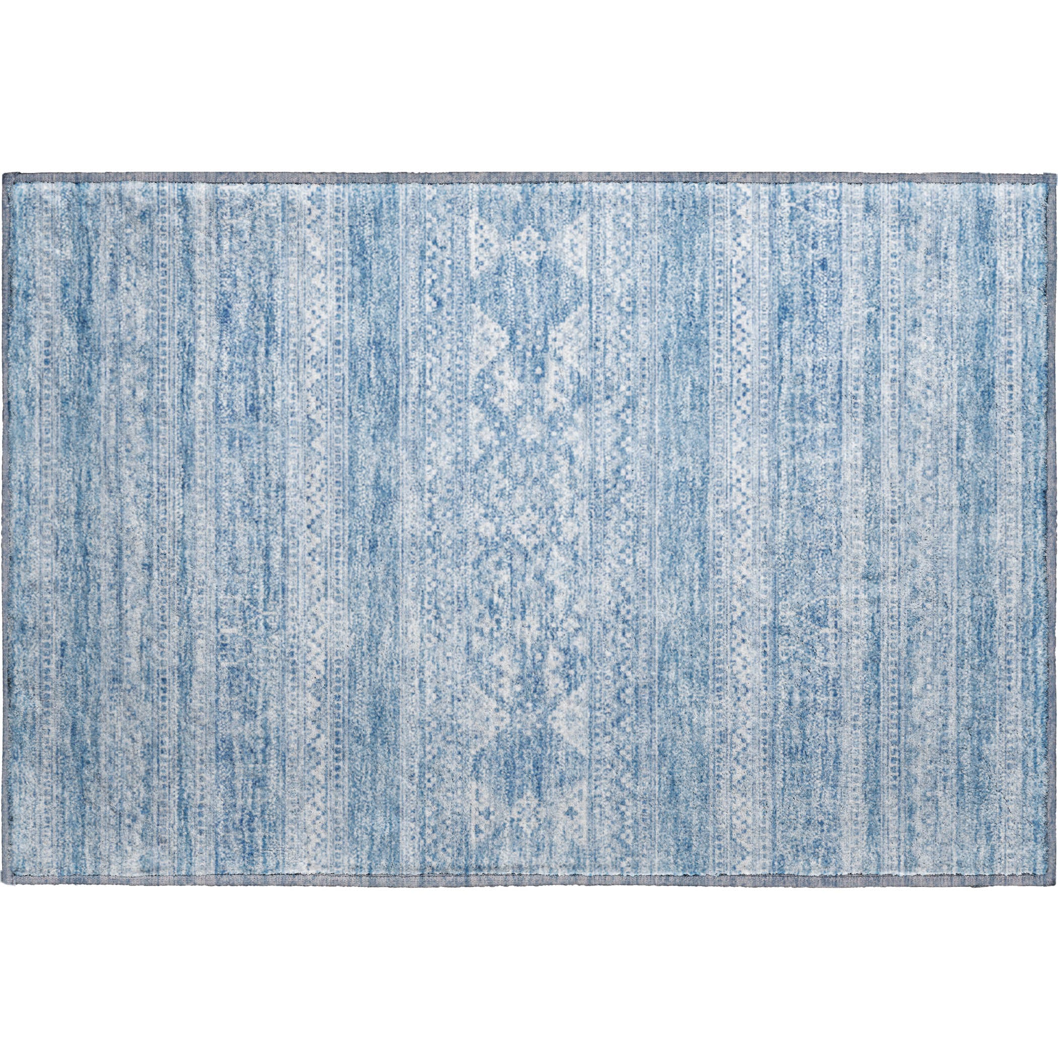 Cartagena Machine Washable Transitional Sky Blue Rug 1'8" x 2'6" #shape_Rectangle