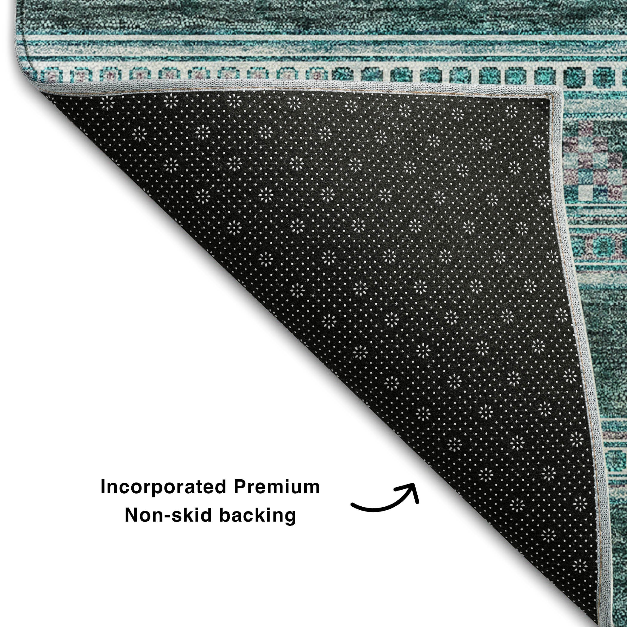 Cartagena Machine Washable Transitional Teal Rug 1'8" x 2'6" #shape_Rectangle