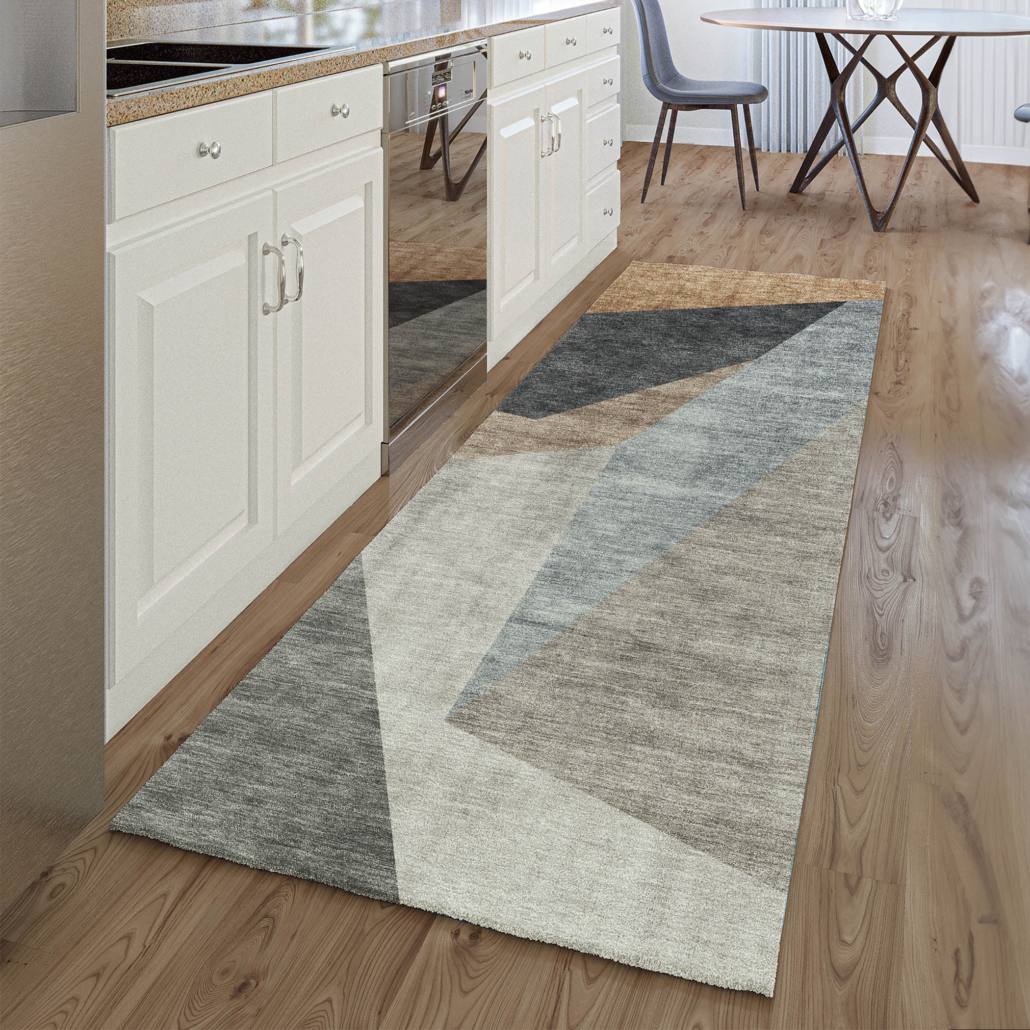 Sarajevo Machine Washable Transitional Taupe Brown Rug 2'3" x 7'6" #shape_Runner