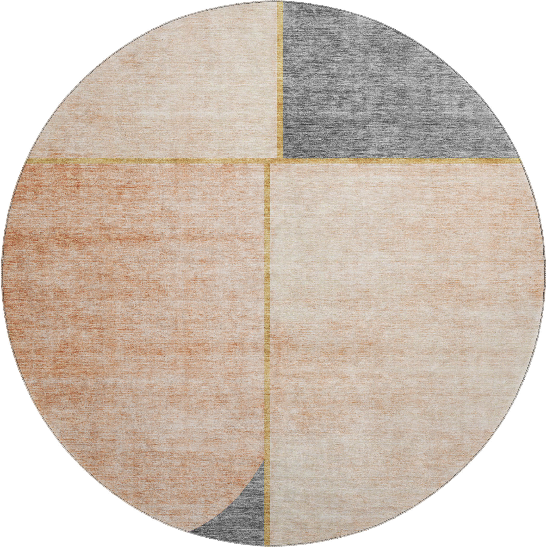 Lucerne Machine Washable Transitional Coral Orange Rug 8' x 8' #shape_Round
