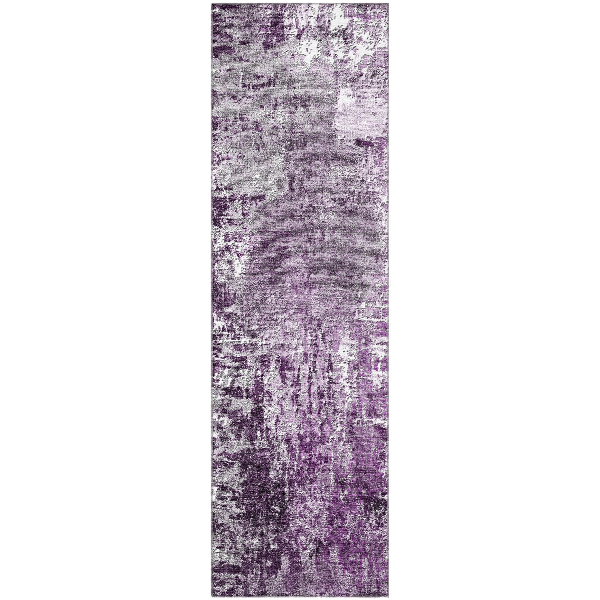 Queenstown Machine Washable Transitional Eggplant Purple Rug 2'3" x 7'6" #shape_Runner