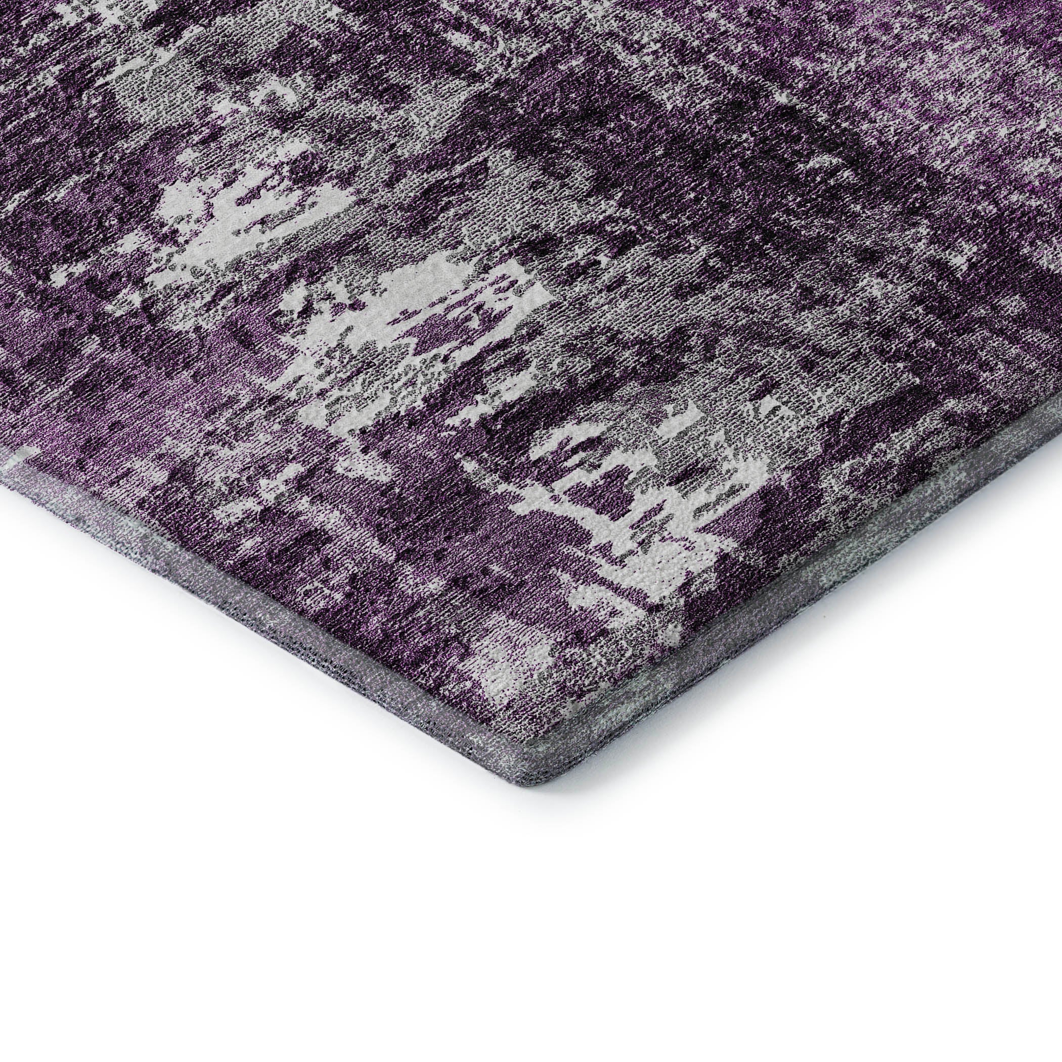 Queenstown Machine Washable Transitional Eggplant Purple Rug 1'8" x 2'6" #shape_Rectangle