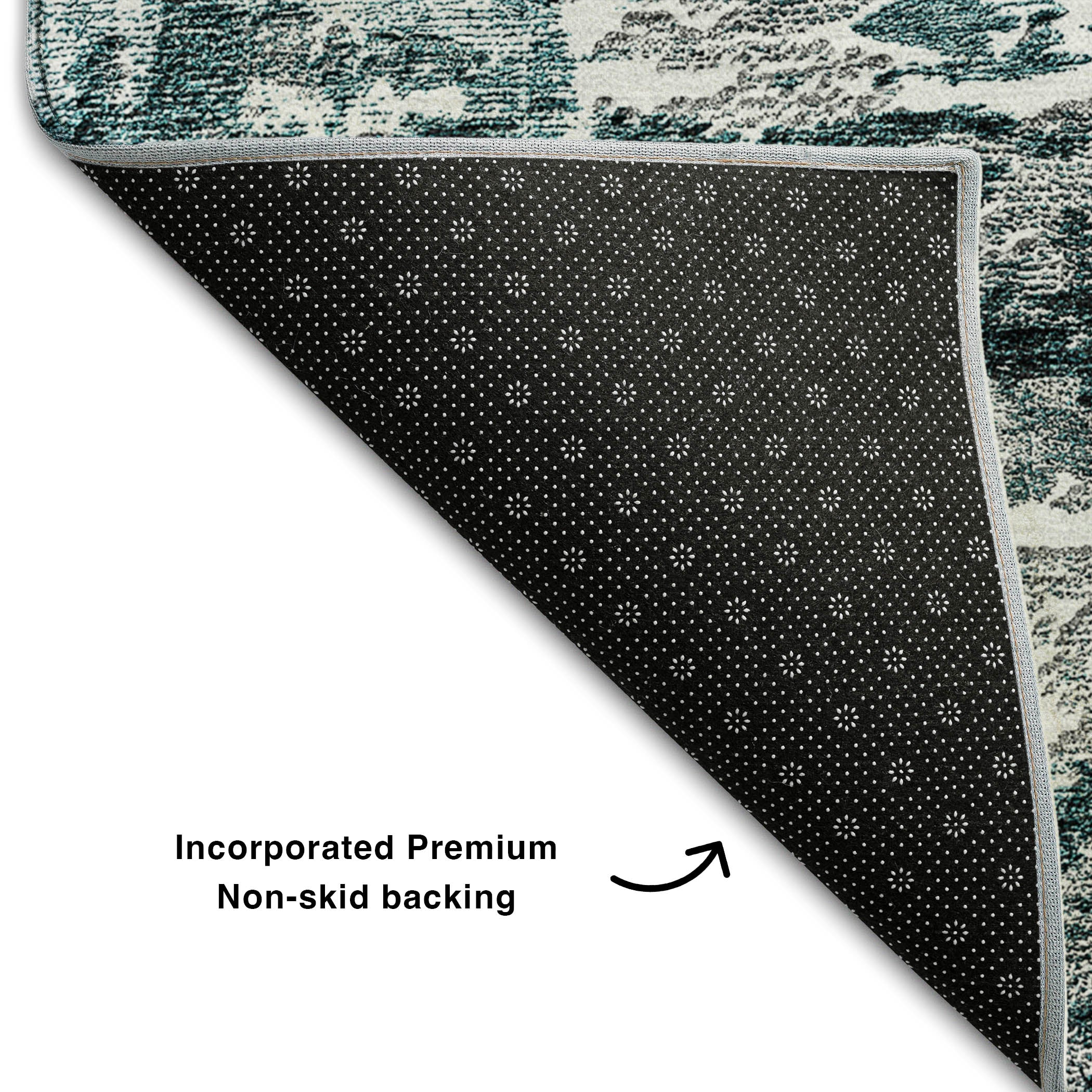Queenstown Machine Washable Transitional Teal Rug 1'8" x 2'6" #shape_Rectangle