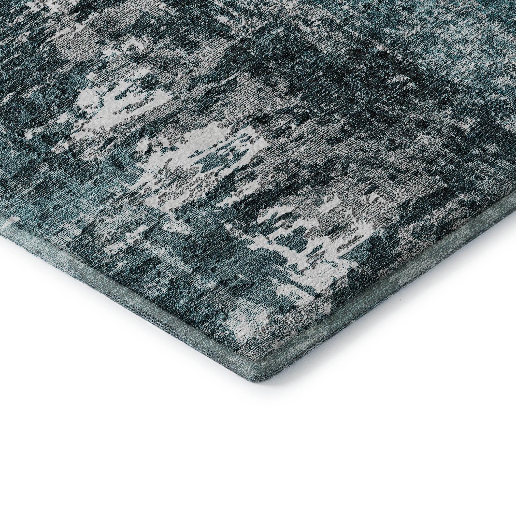 Queenstown Machine Washable Transitional Teal Rug 1'8" x 2'6" #shape_Rectangle