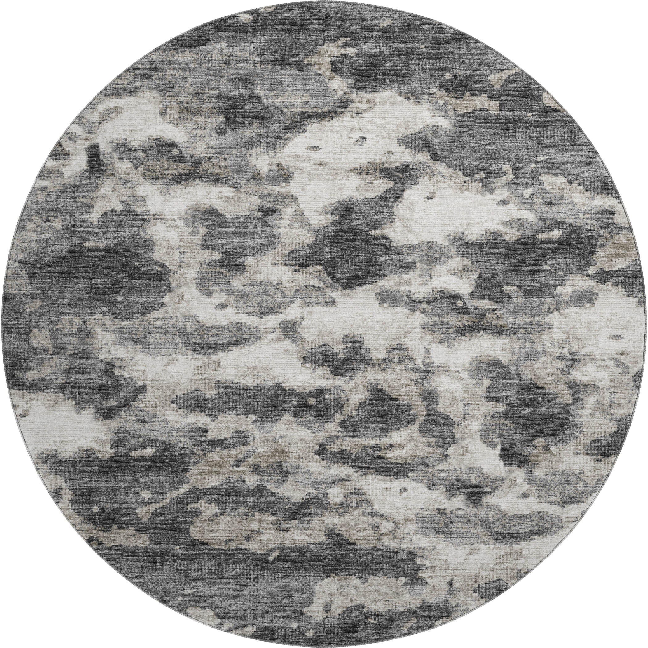 Florence Machine Washable Transitional Black Rug 8' x 8' #shape_Round