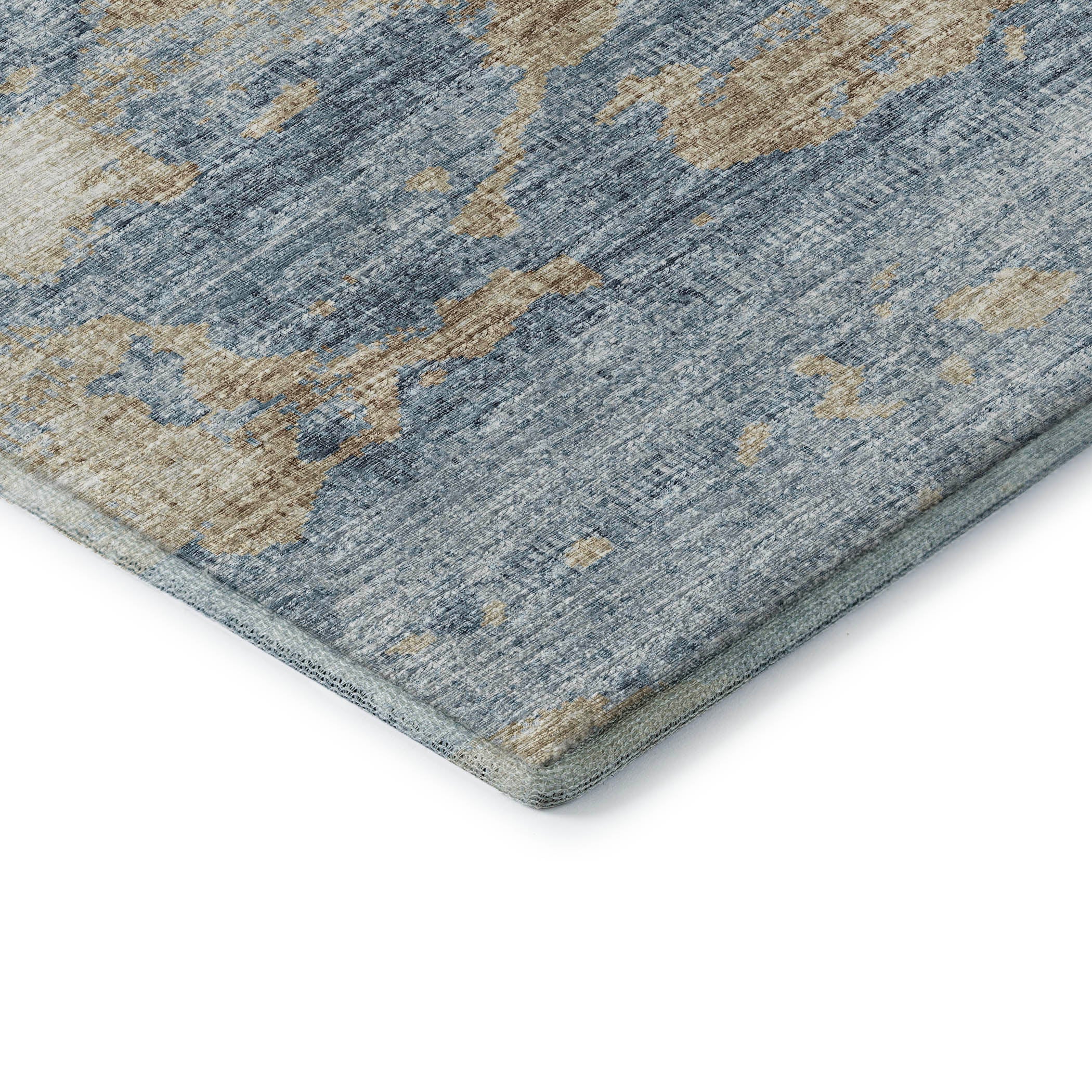 Florence Machine Washable Transitional Blue Rug 1'8" x 2'6" #shape_Rectangle