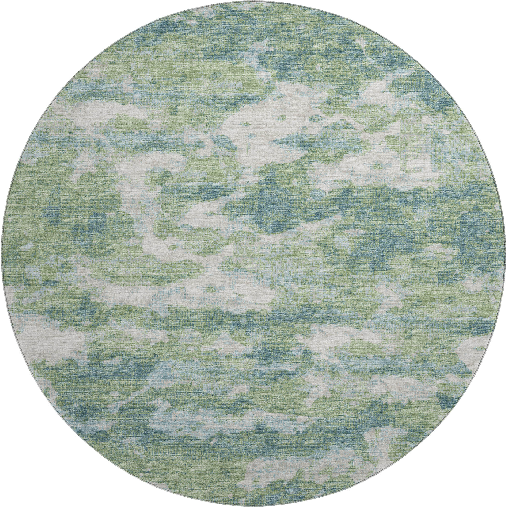 Florence Machine Washable Transitional Green Rug 8' x 8' #shape_Round
