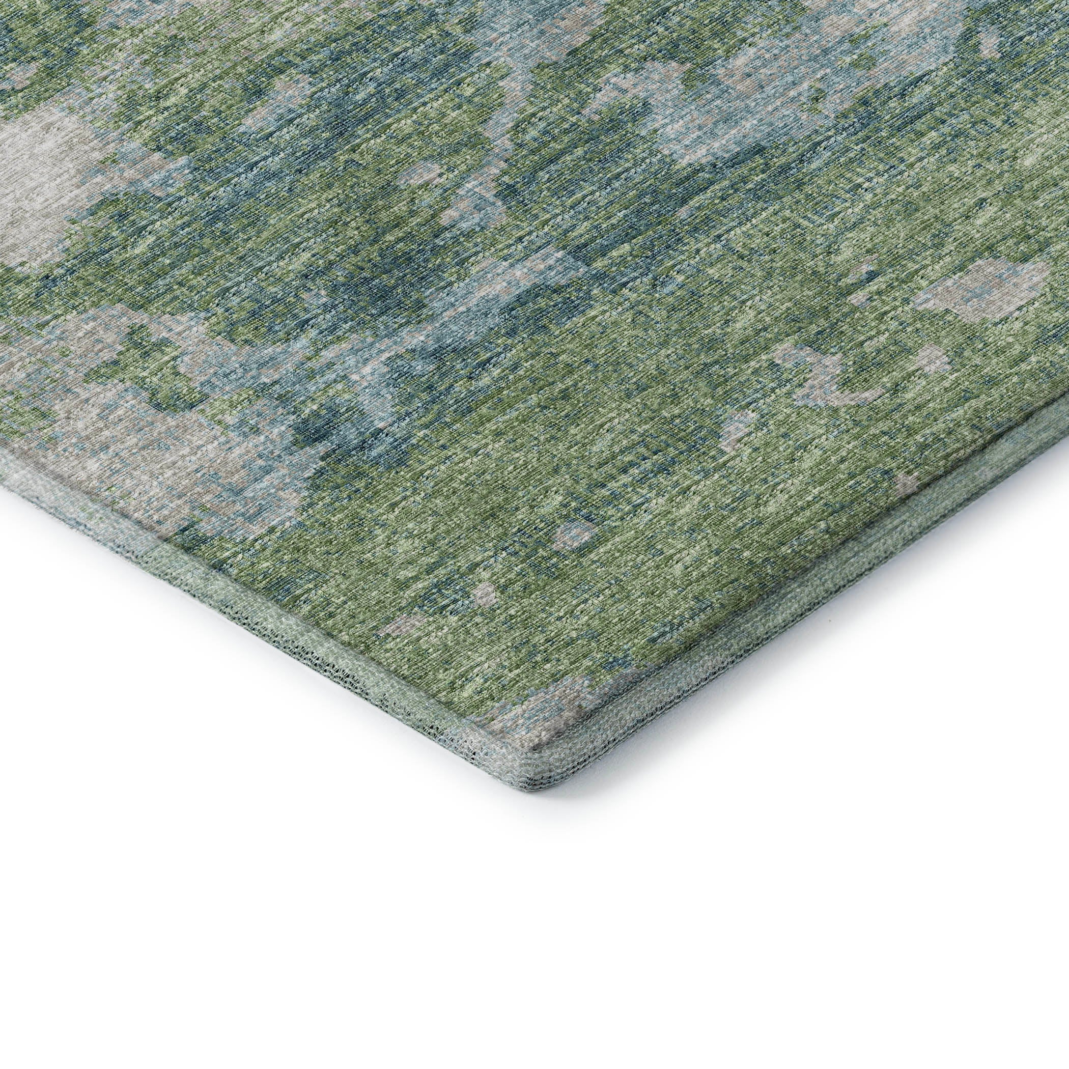Florence Machine Washable Transitional Green Rug 1'8" x 2'6" #shape_Rectangle
