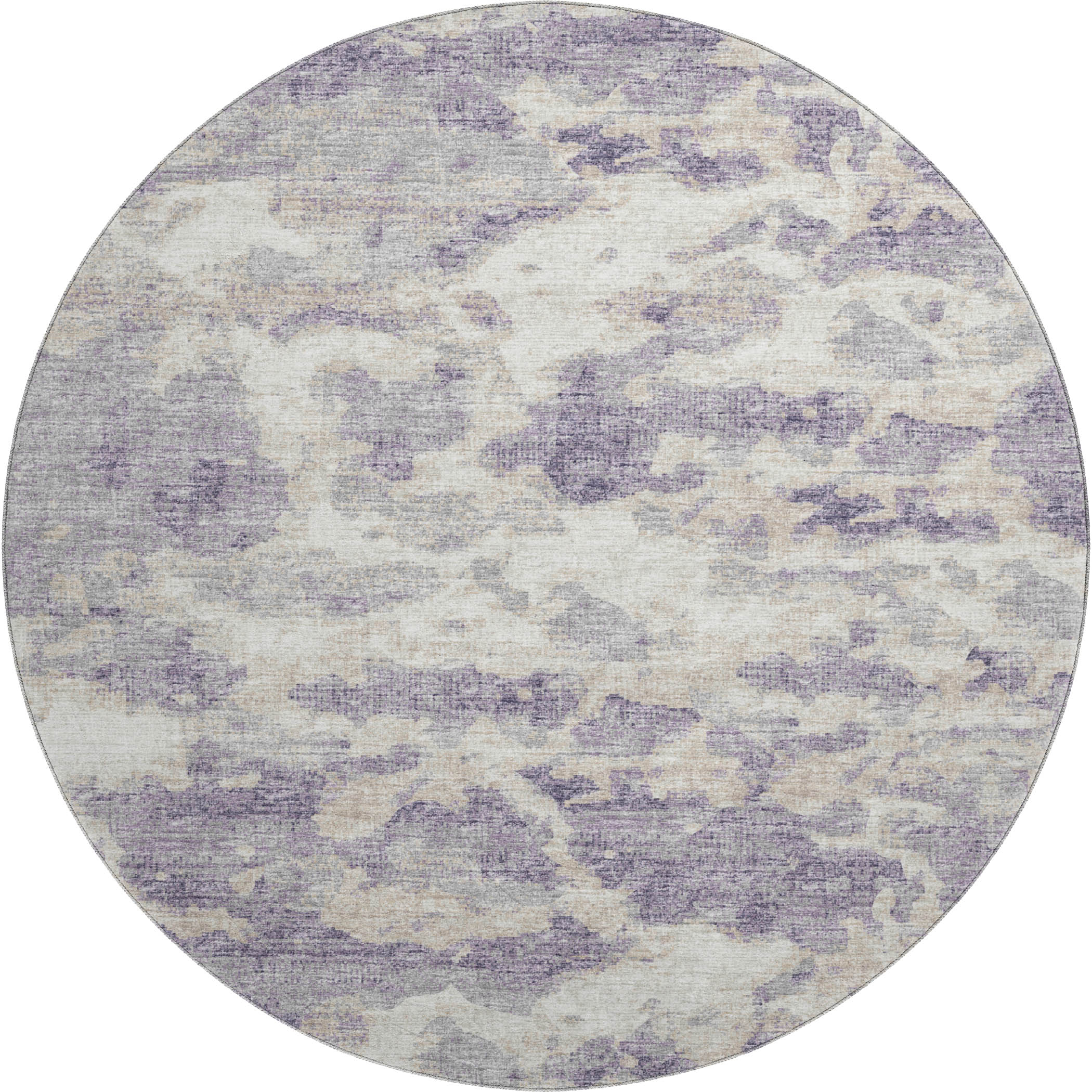 Florence Machine Washable Transitional Purple Rug 8' x 8' #shape_Round