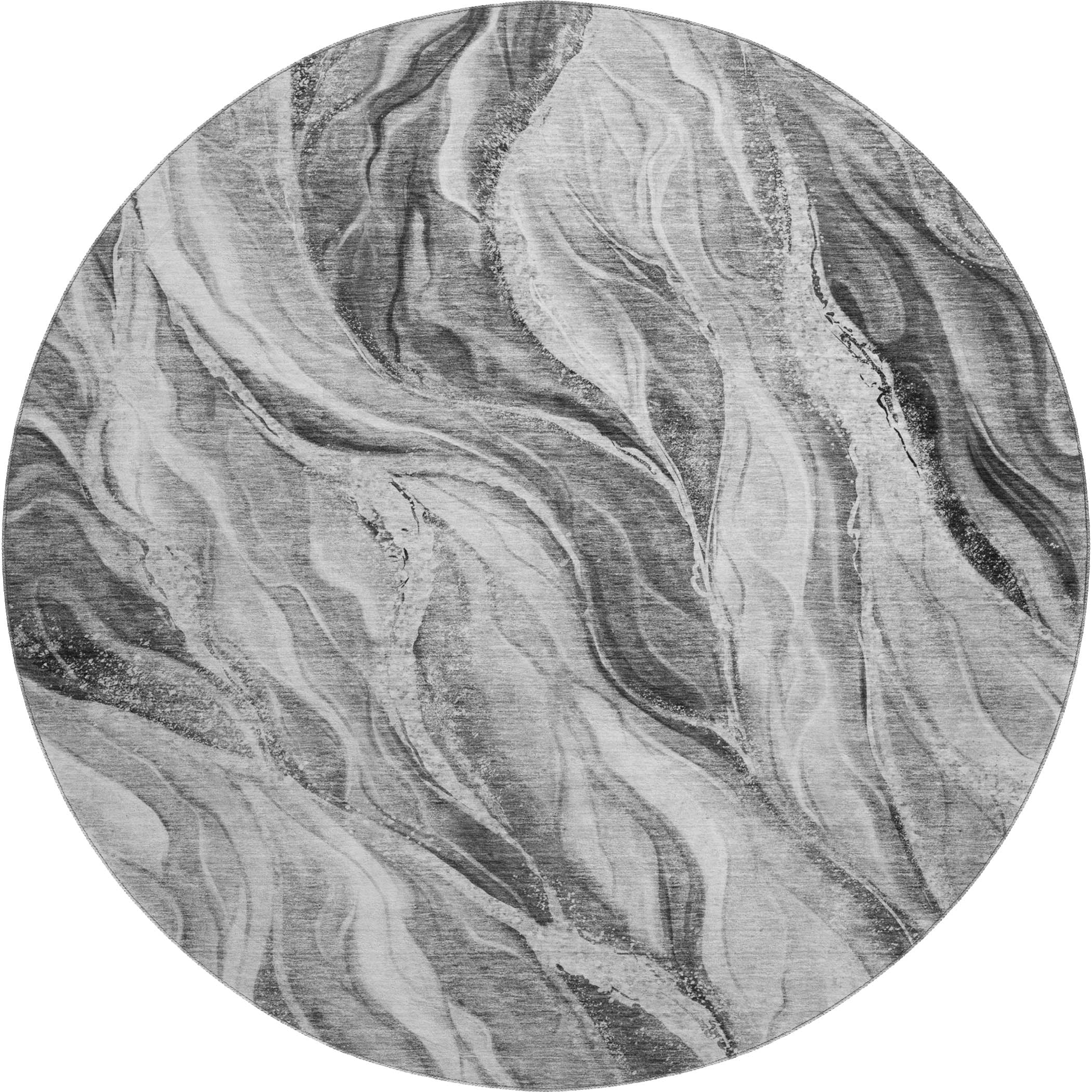 Dublin Machine Washable Transitional Gray Rug 8' x 8' #shape_Round