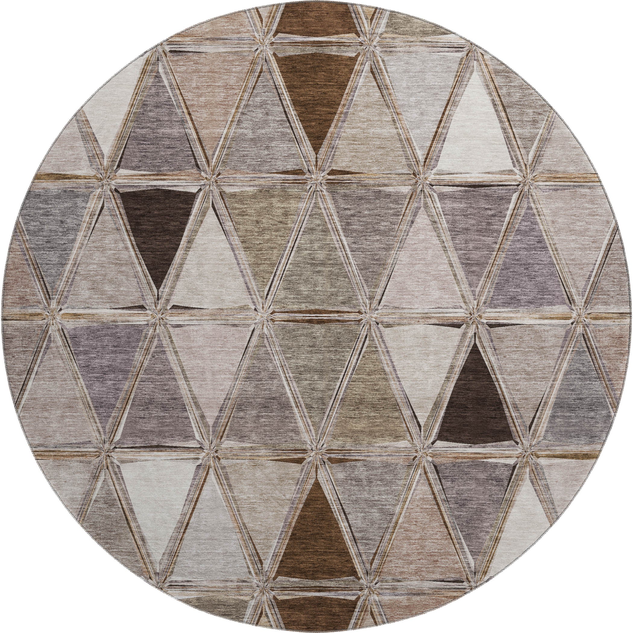 Lucerne Machine Washable Transitional Brown Rug 8' x 8' #shape_Round