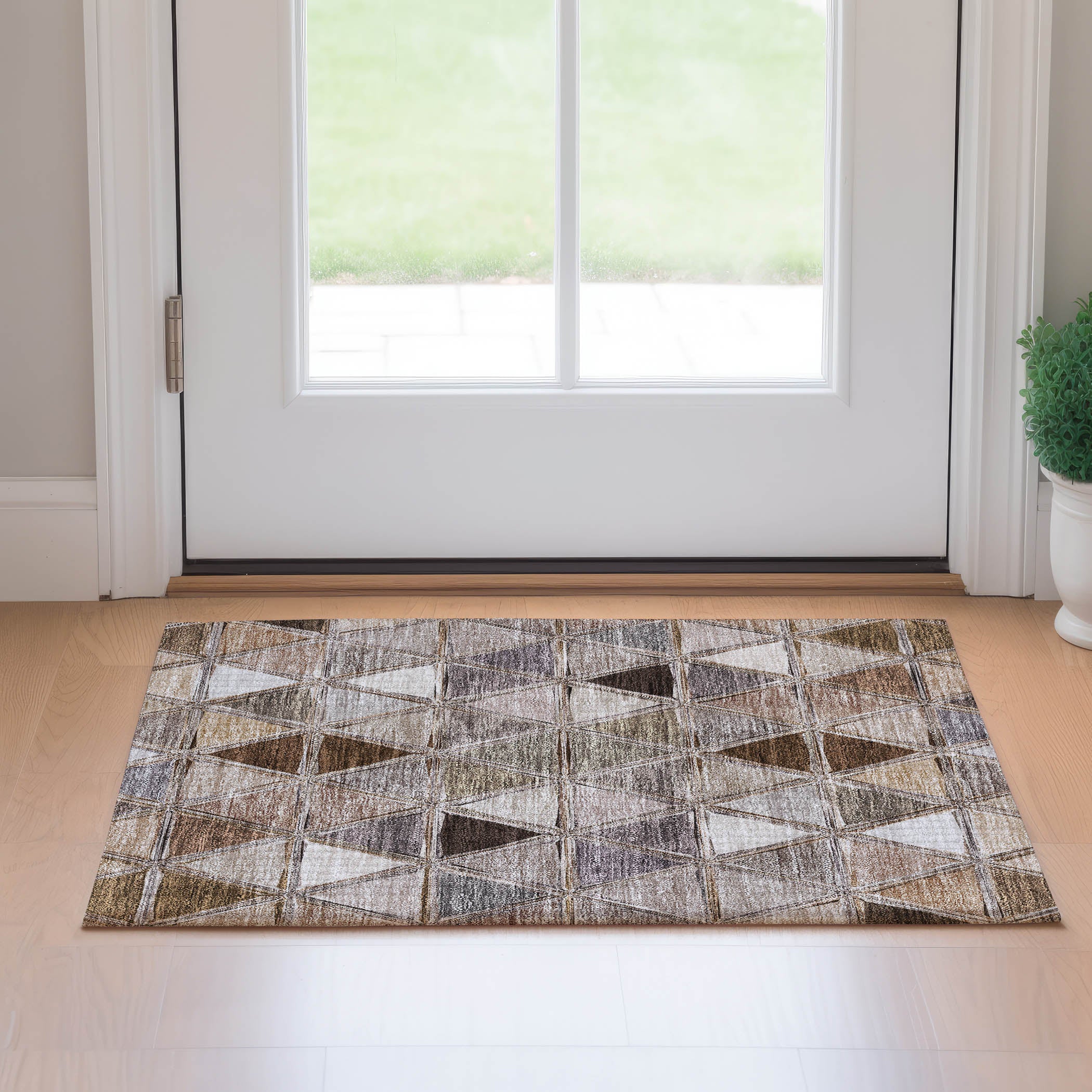 Lucerne Machine Washable Transitional Brown Rug 1'8" x 2'6" #shape_Rectangle