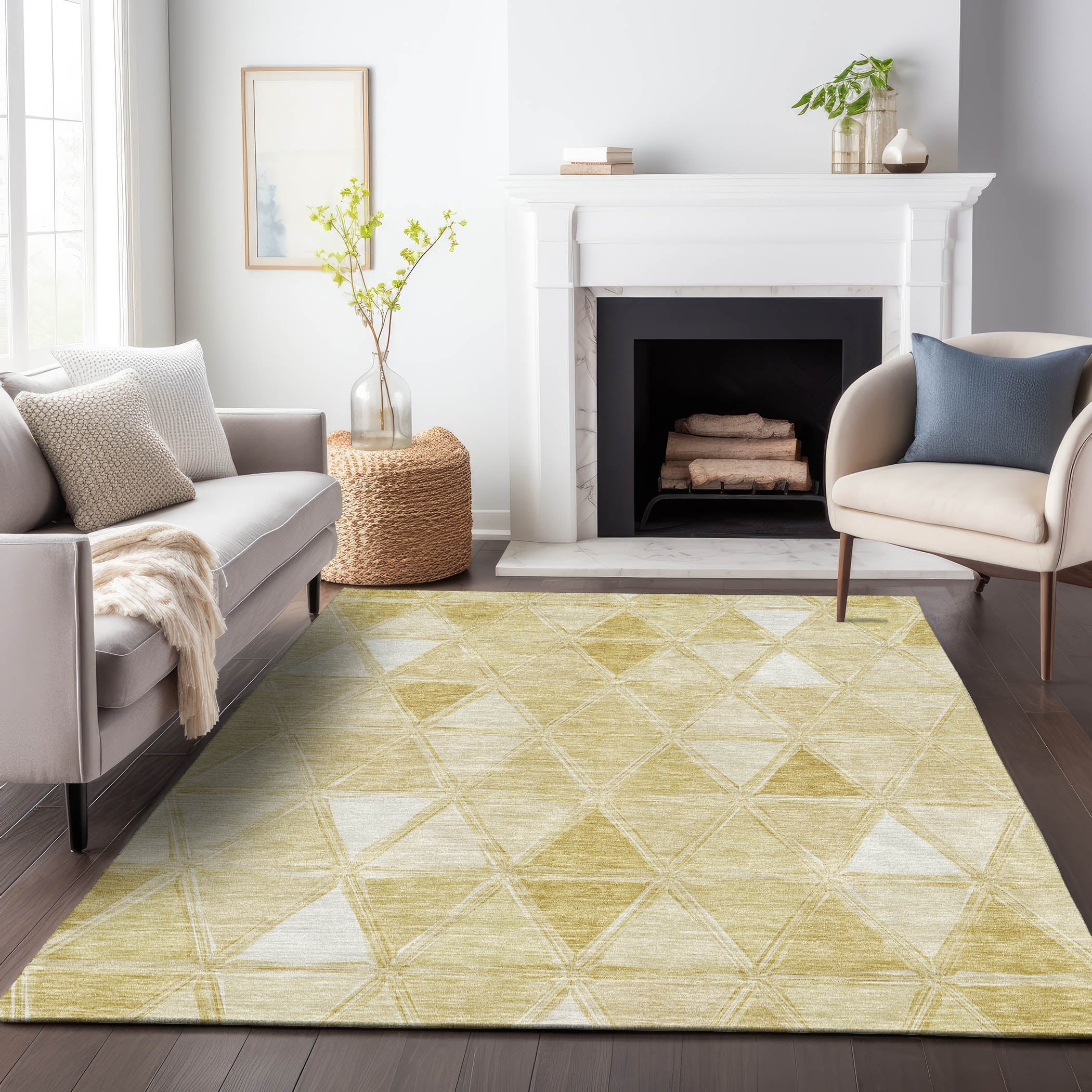 Lucerne Machine Washable Transitional Gold Rug 2'6" x 3'10" #shape_Rectangle