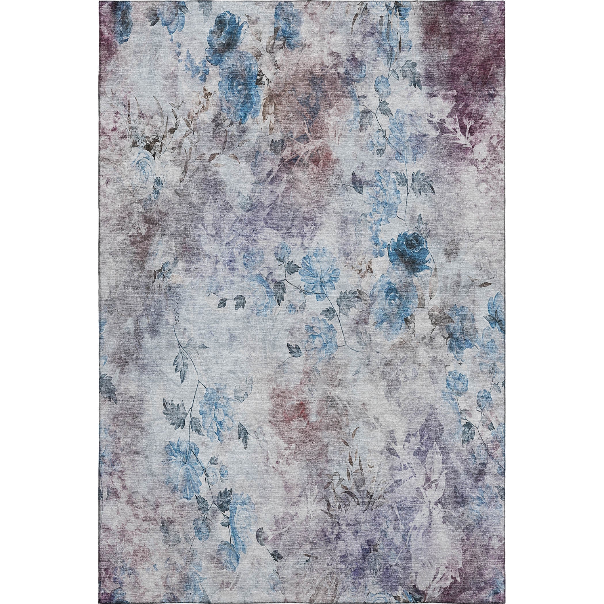 Chiang Mai Machine Washable Transitional Blue Rug 2'6" x 3'10" #shape_Rectangle
