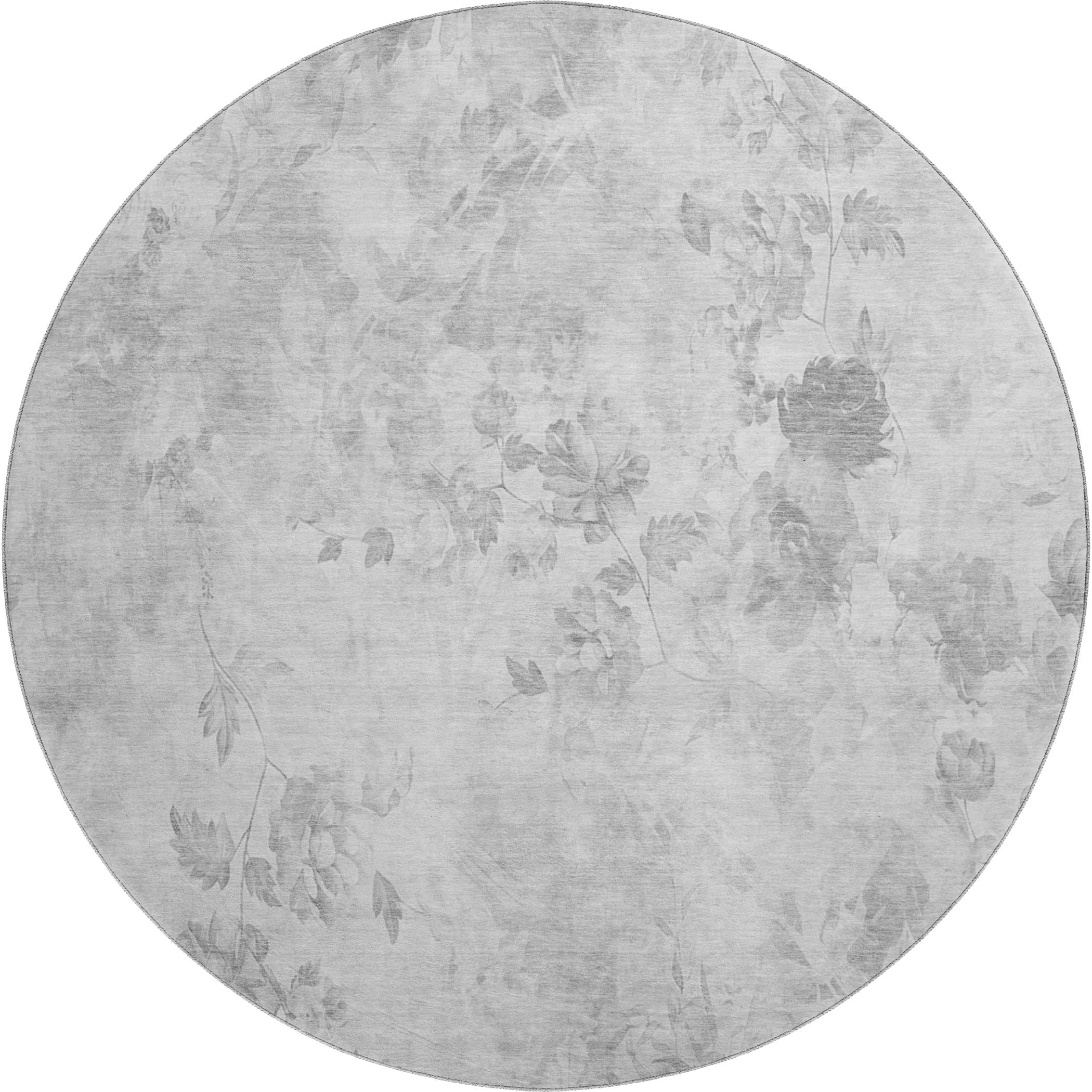 Chiang Mai Machine Washable Transitional Gray Rug 8' x 8' #shape_Round