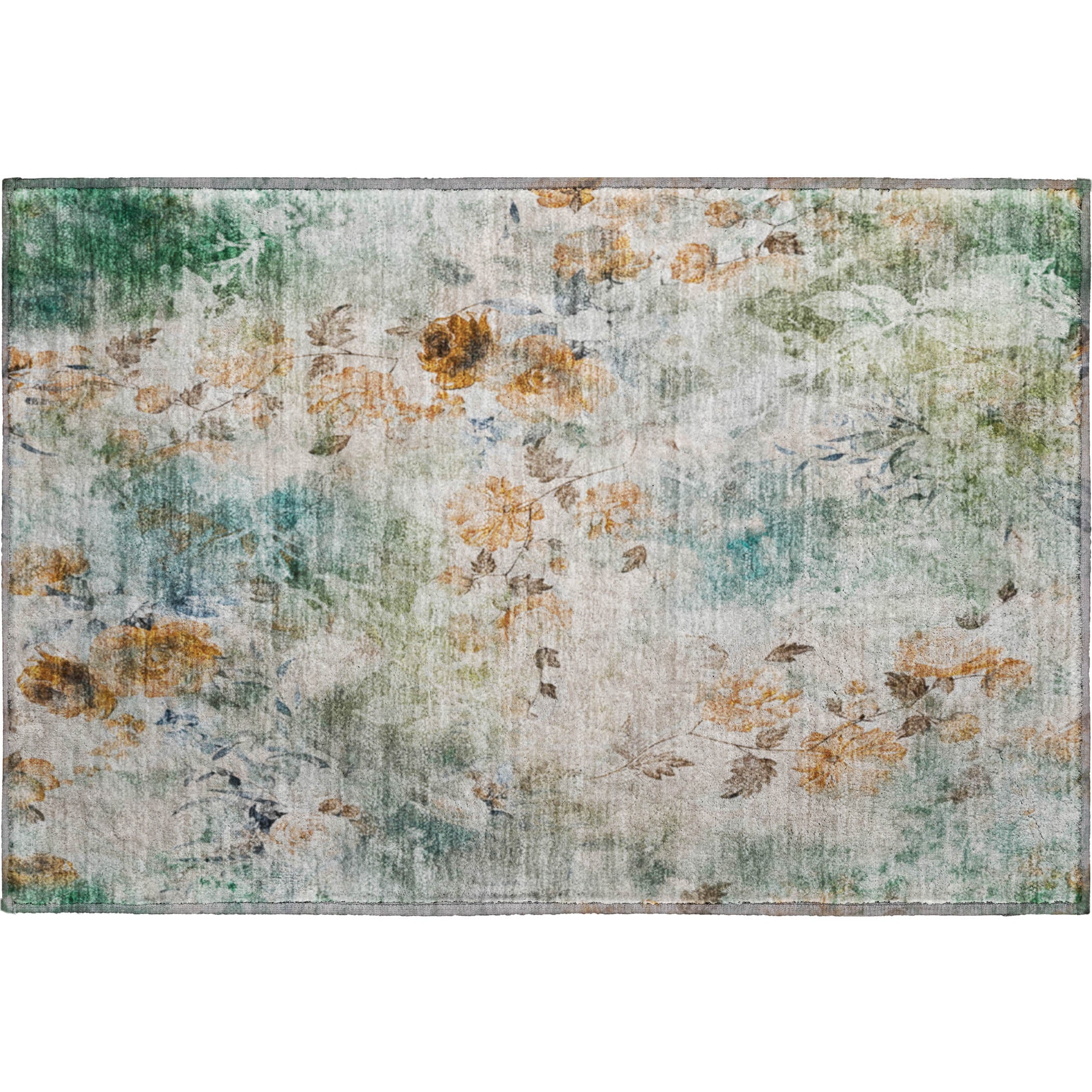 Chiang Mai Machine Washable Transitional Teal Rug 1'8" x 2'6" #shape_Rectangle