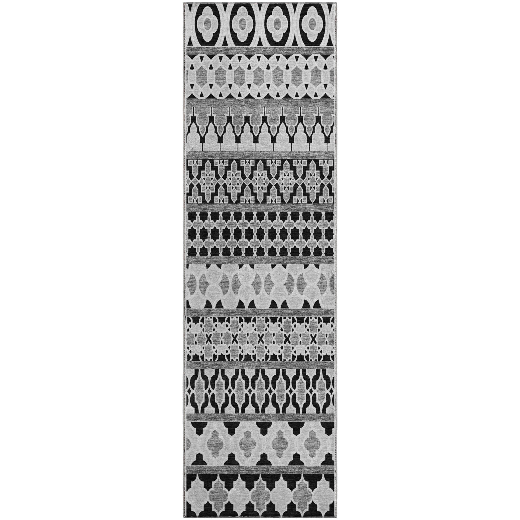 Sarajevo Machine Washable Transitional Black Rug 2'3" x 7'6" #shape_Runner
