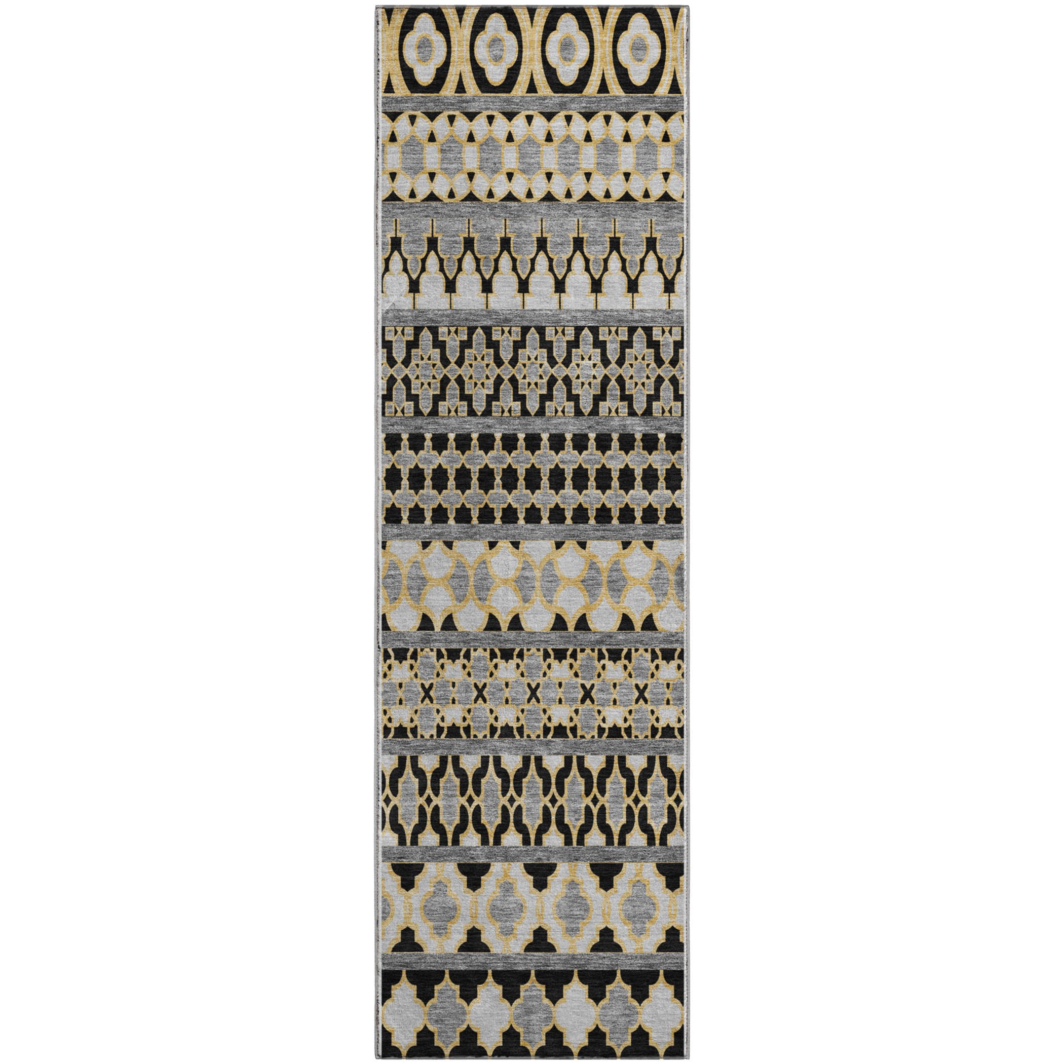 Sarajevo Machine Washable Transitional Charcoal Gray Rug 2'3" x 7'6" #shape_Runner