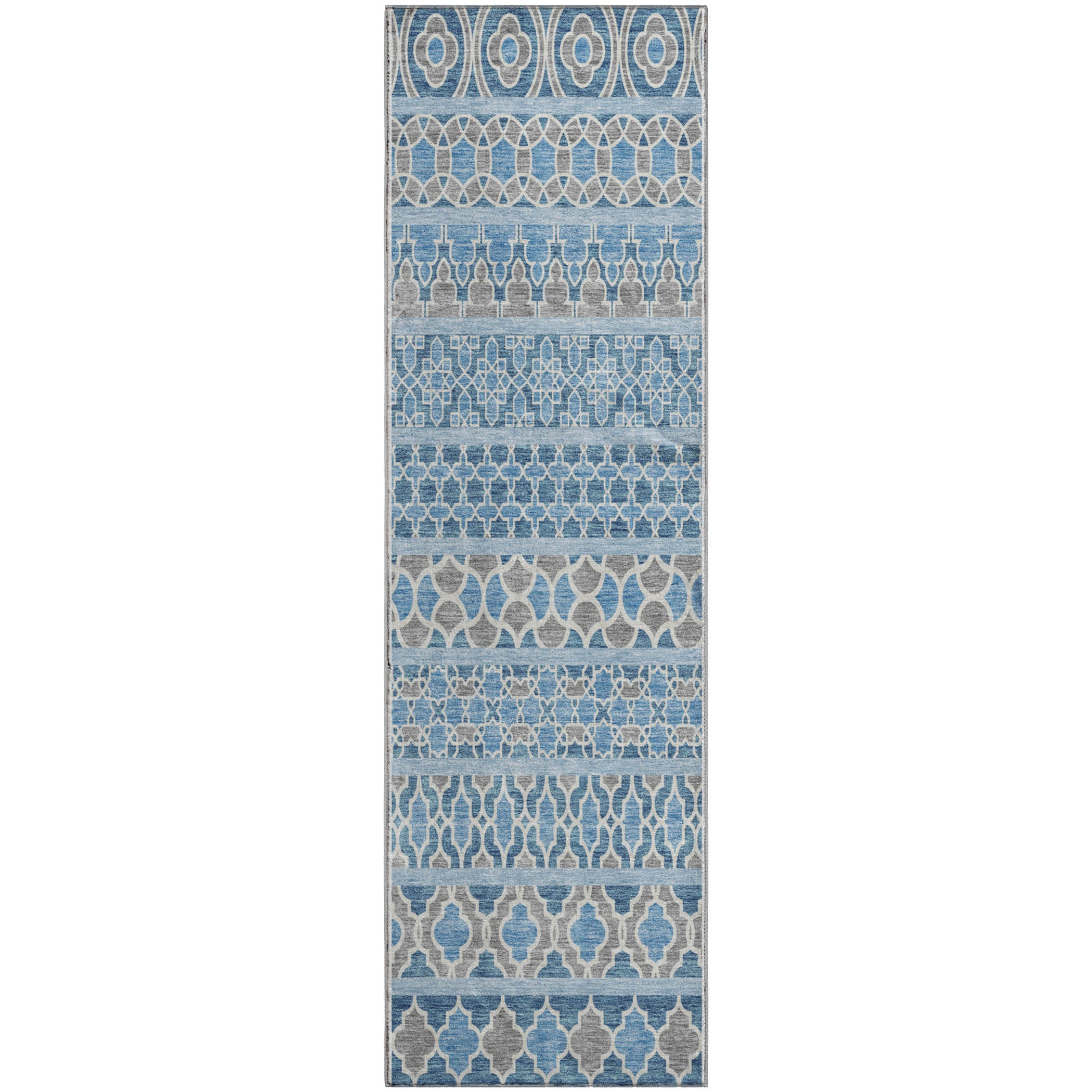 Sarajevo Machine Washable Transitional Sky Blue Rug 2'3" x 7'6" #shape_Runner