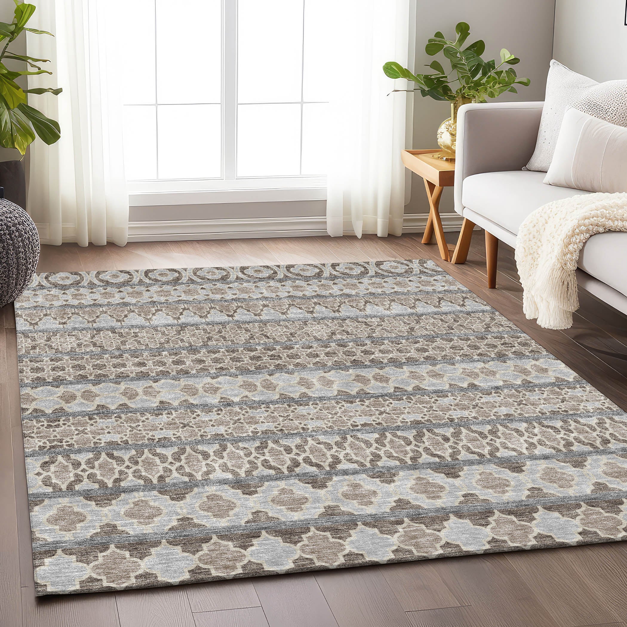 Sarajevo Machine Washable Transitional Taupe Brown Rug 2'6" x 3'10" #shape_Rectangle