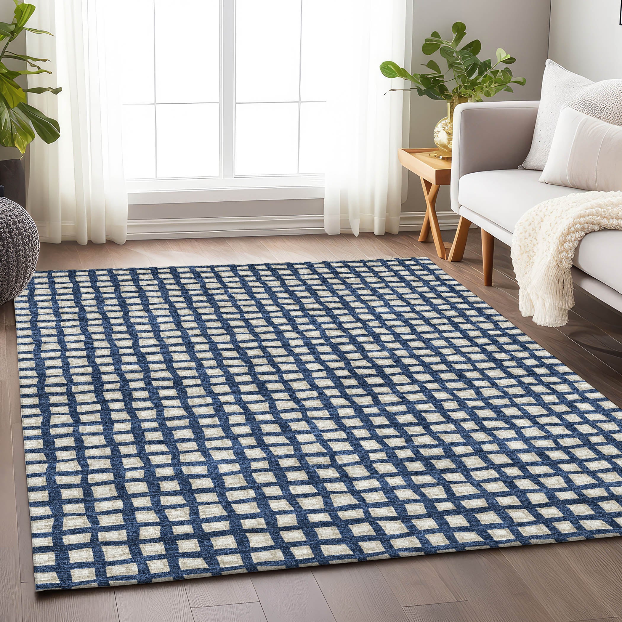 Sintra Machine Washable Transitional Blue Rug 2'6" x 3'10" #shape_Rectangle